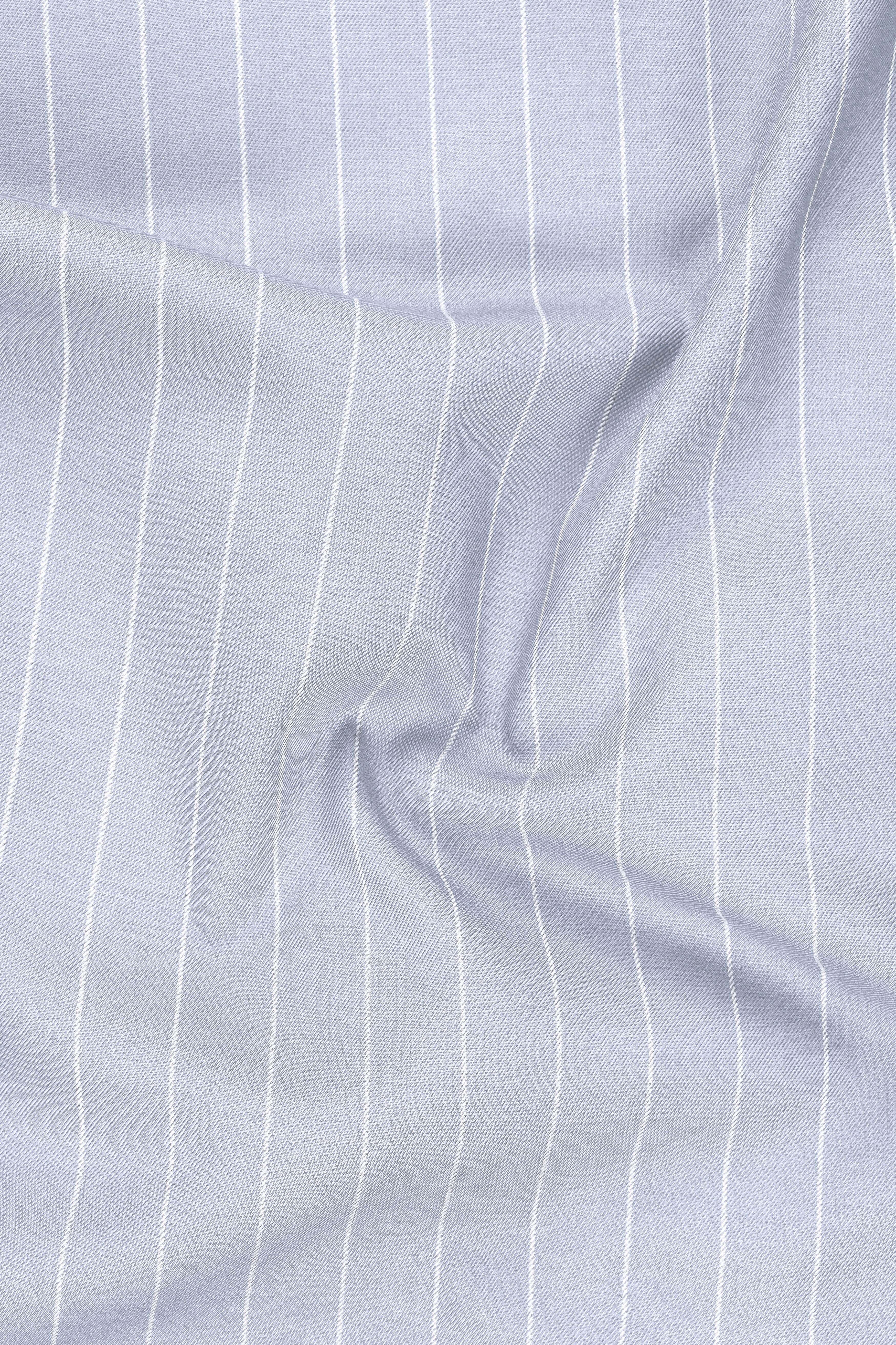 Axiom-Loblolly Gray And Bright White Chalk Striped Wool Rich Slight Stretch Waistcoat