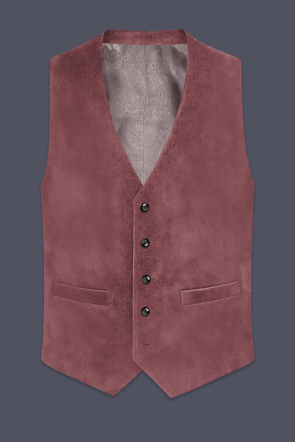 Blush-Pastel Peach Velvet Waistcoat
