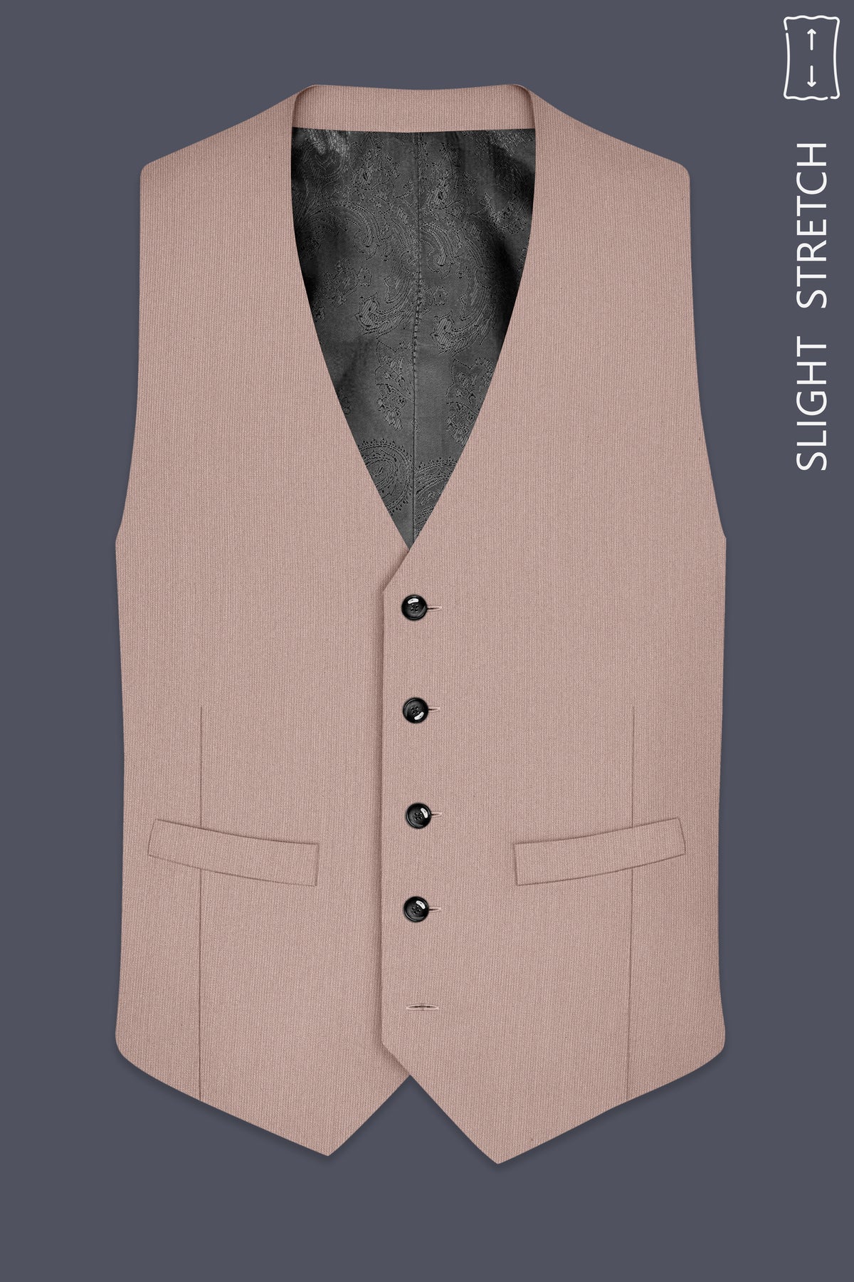 Amelio-Nomad Peach Diamond Textured Wool Rich Slight Stretch Waistcoat