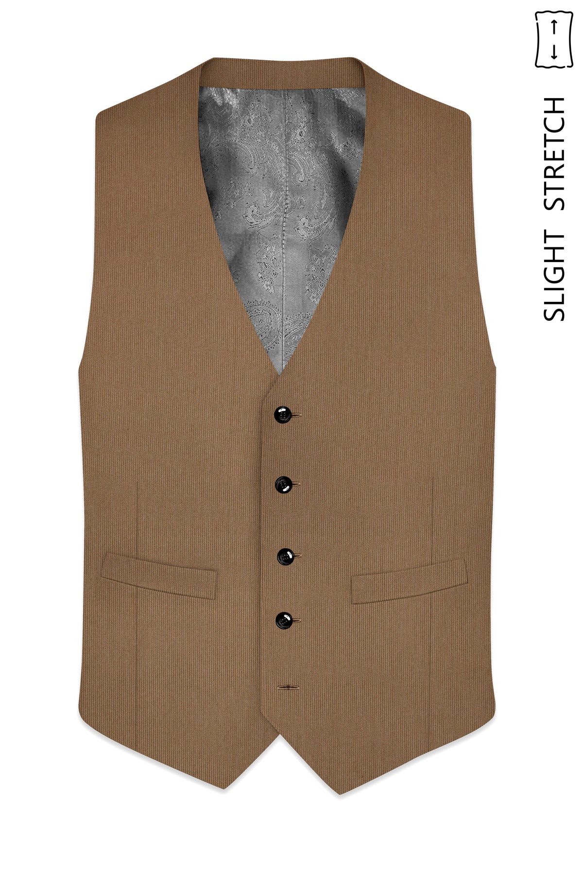 Weston-Millbrook Brown Diamond Textured Wool Rich Slight Stretch Waistcoat