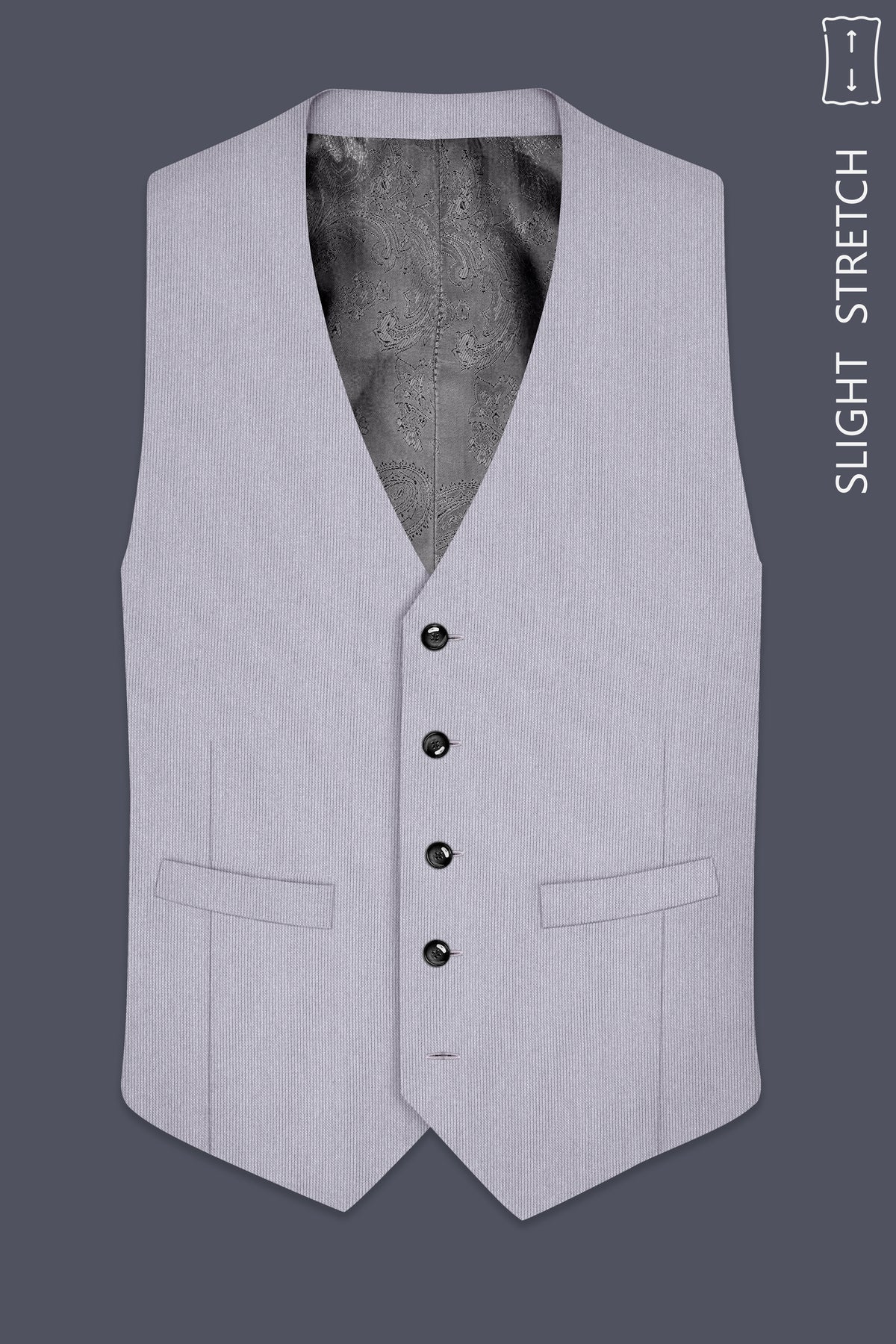 Virelli-Suva Gray Diamond Textured Wool Rich Slight Stretch Waistcoat