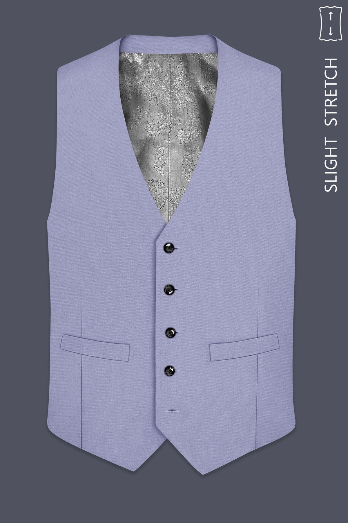 Royale-Chatelle Purple Diamond Textured Wool Rich Slight Stretch Waistcoat