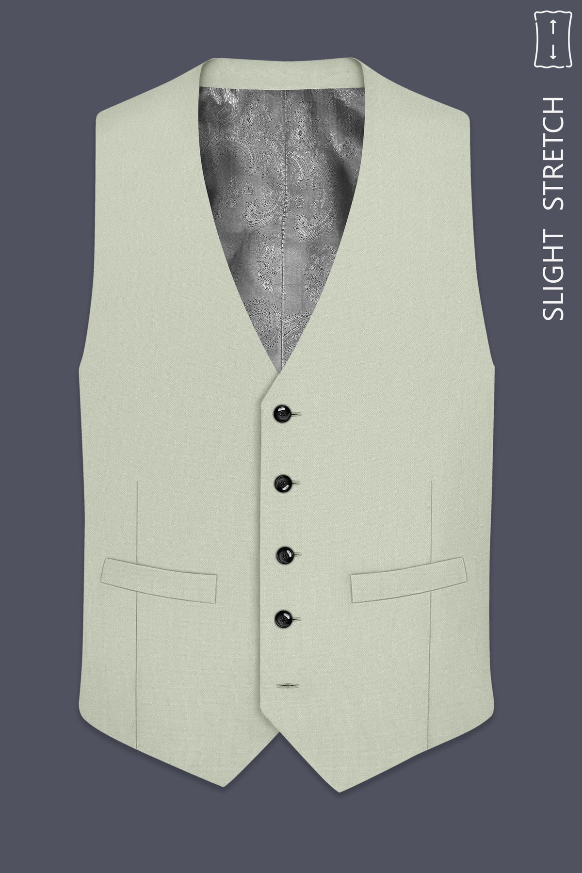 Olivier-Pixie Green Diamond Textured Wool Rich Slight Stretch Waistcoat