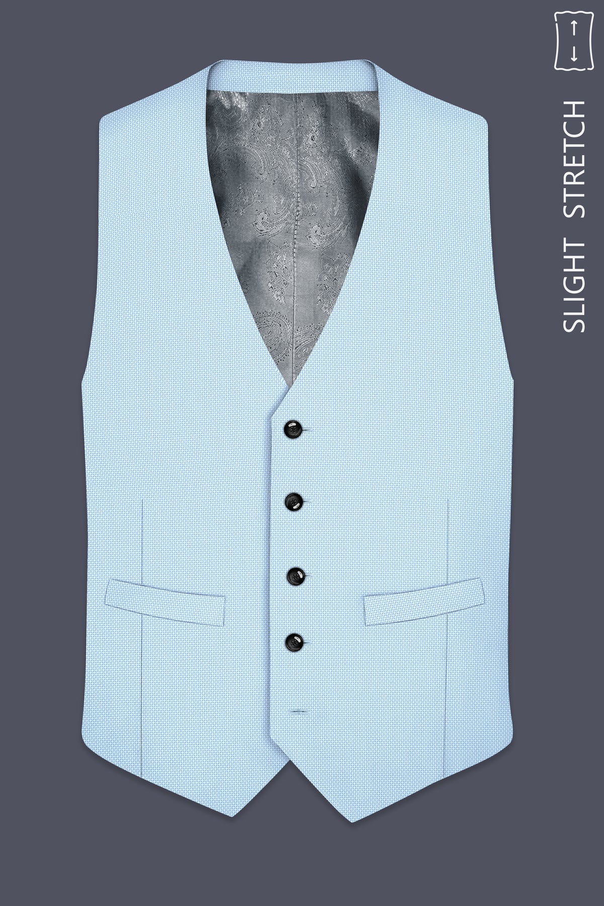 Azure-Hawkes Blue Diamond Textured Wool Rich Slight Stretch Waistcoat
