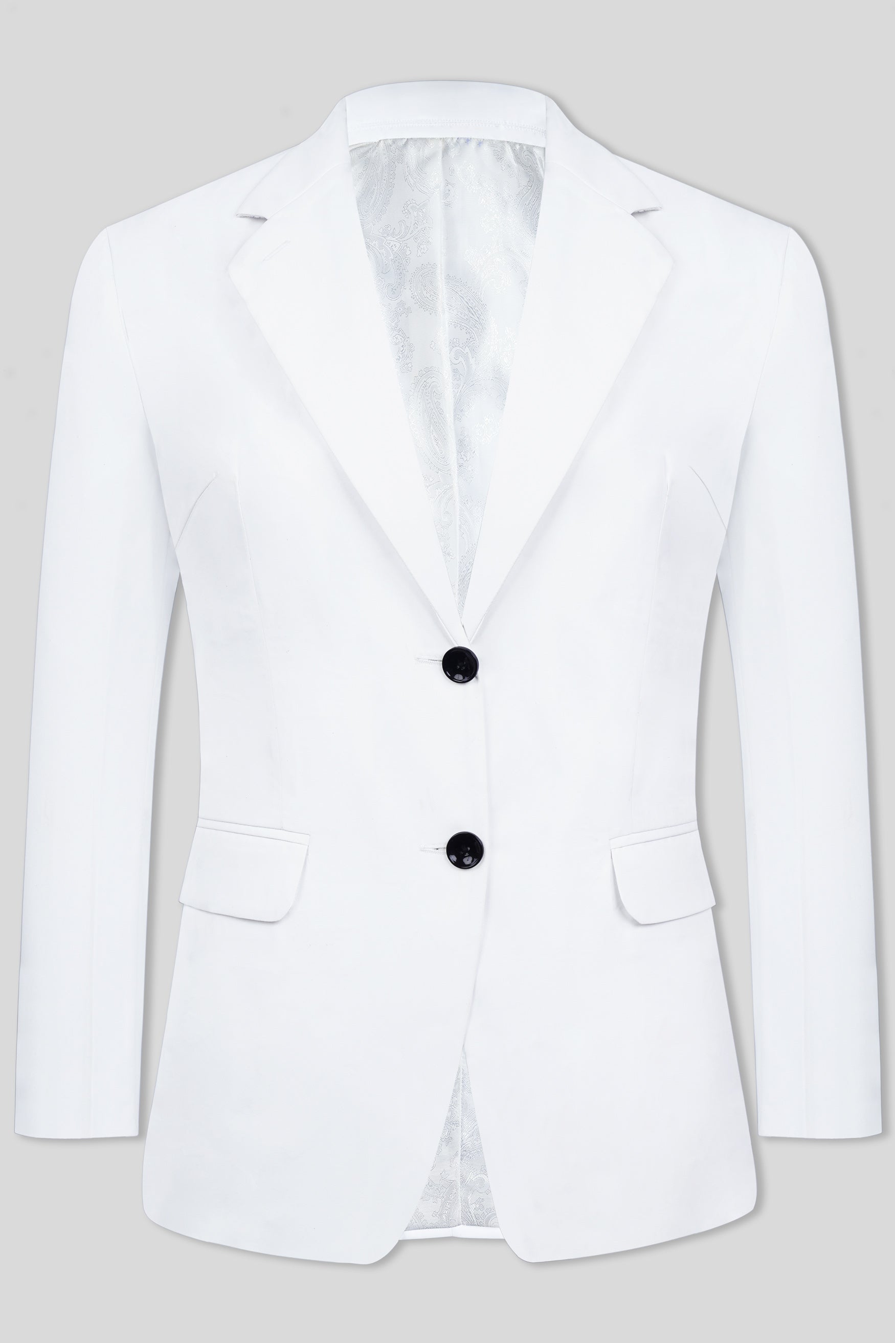 Bright White Subtle Sheen Single Breasted Women's Blazer