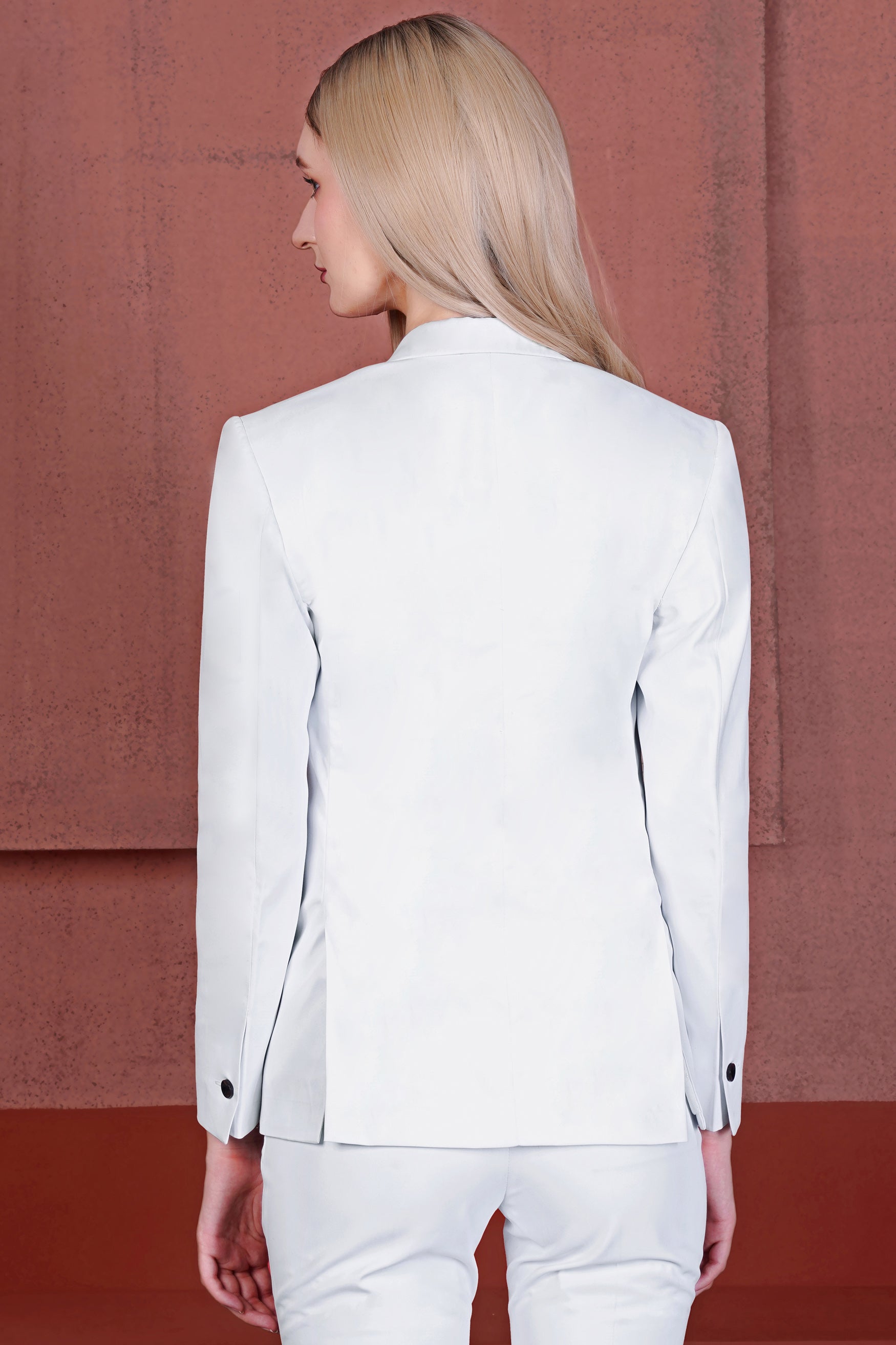 Bright White Subtle Sheen Single Breasted Women's Blazer