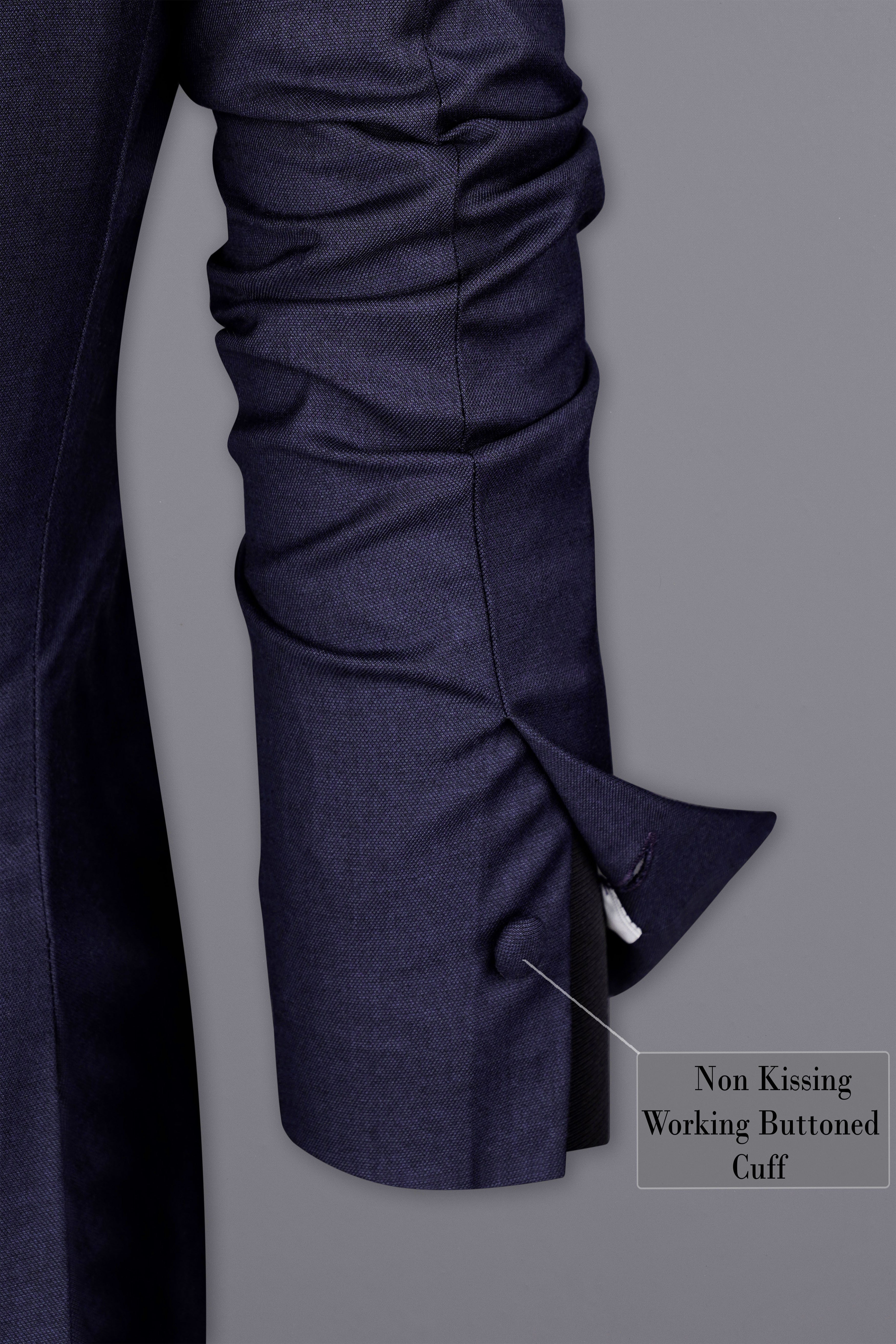 Charade Blue Subtle Sheen with White Lapel Single Breasted Women's Blazer