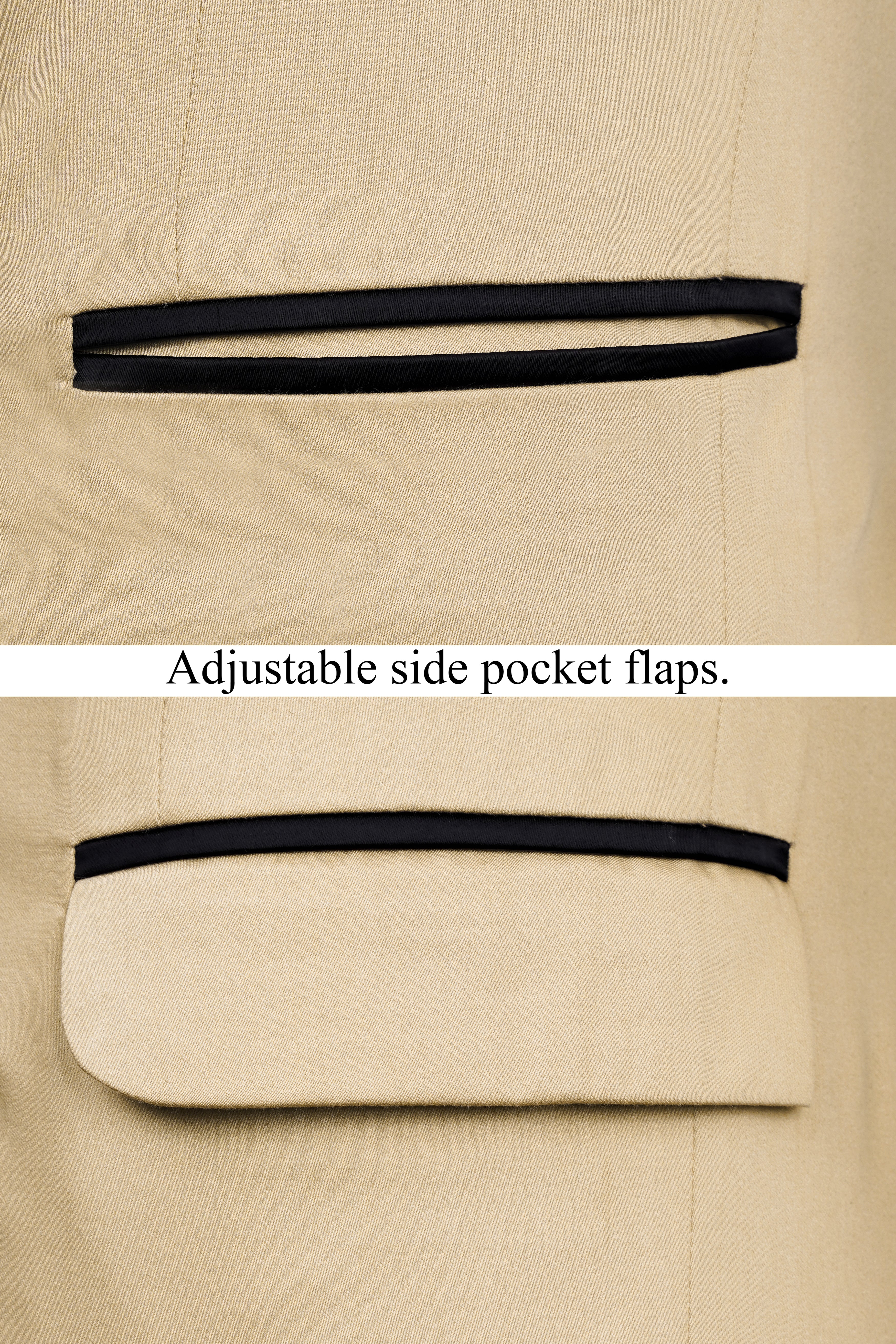 Hazelnut Cream Subtle Sheen with Black Lapel Single Breasted Women's Blazer