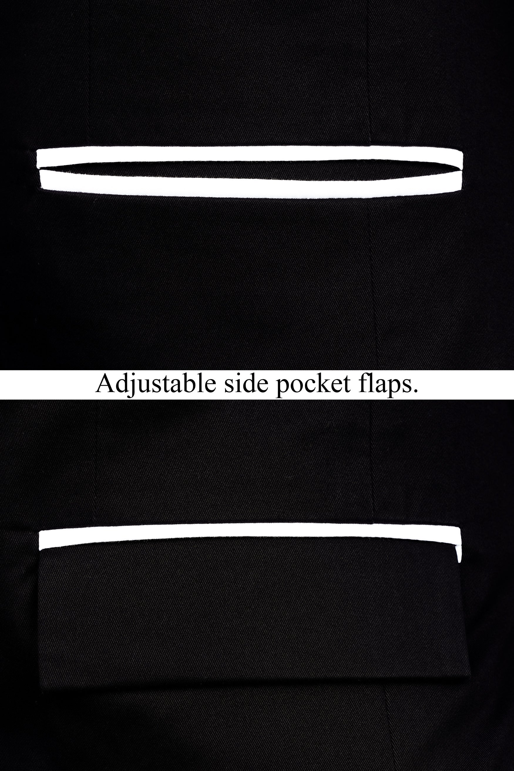 Jade Black With White Piping Work Wool Rich Double Breasted Women’s Designer Blazer