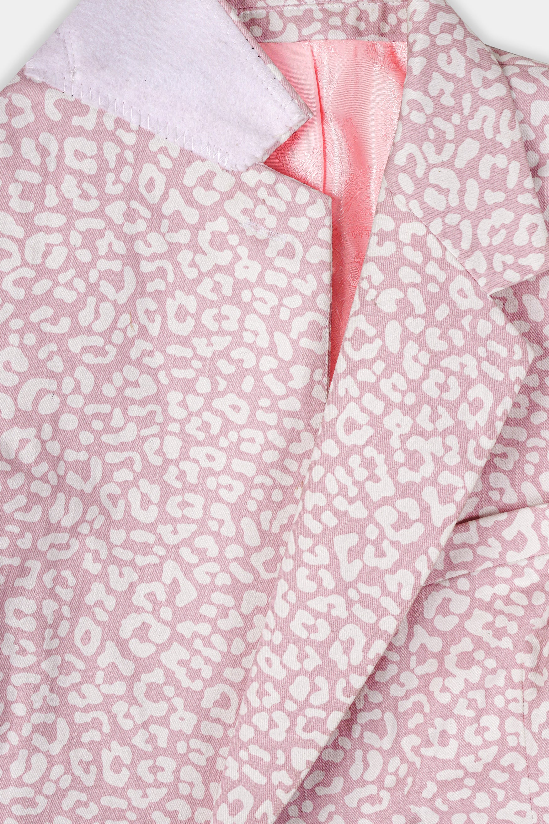 Thistle Pink and Bright White Animal Printed Premium Cotton Women’s Designer Blazer
