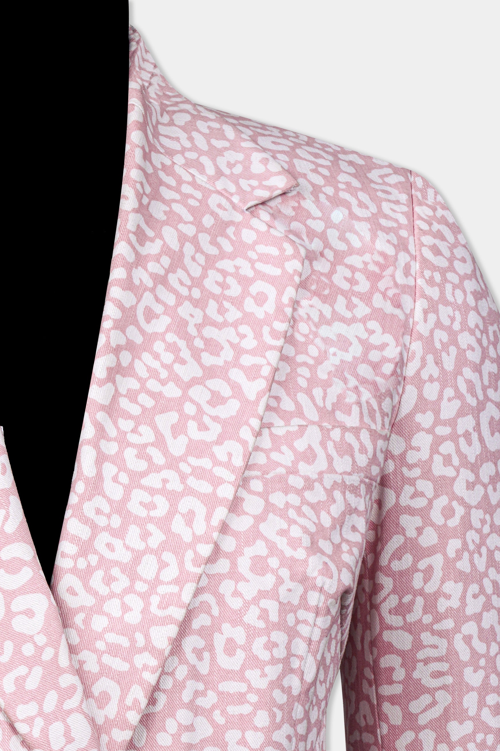 Thistle Pink and Bright White Animal Printed Premium Cotton Women’s Designer Blazer