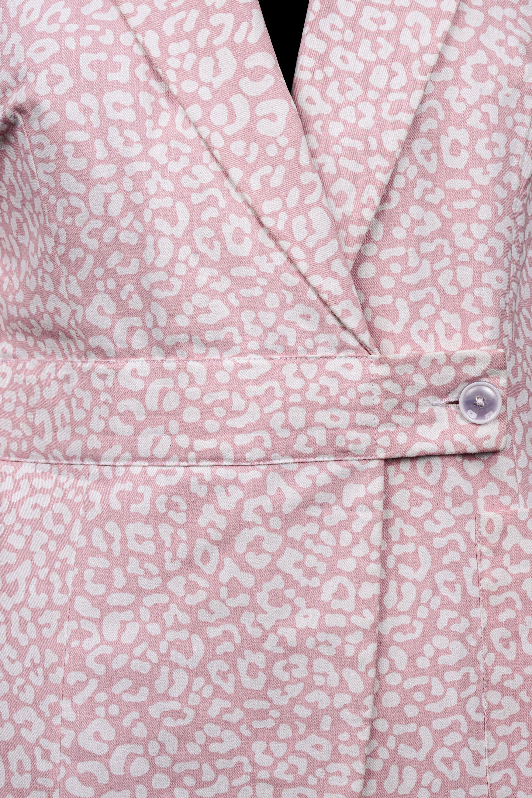 Thistle Pink and Bright White Animal Printed Premium Cotton Women’s Designer Blazer