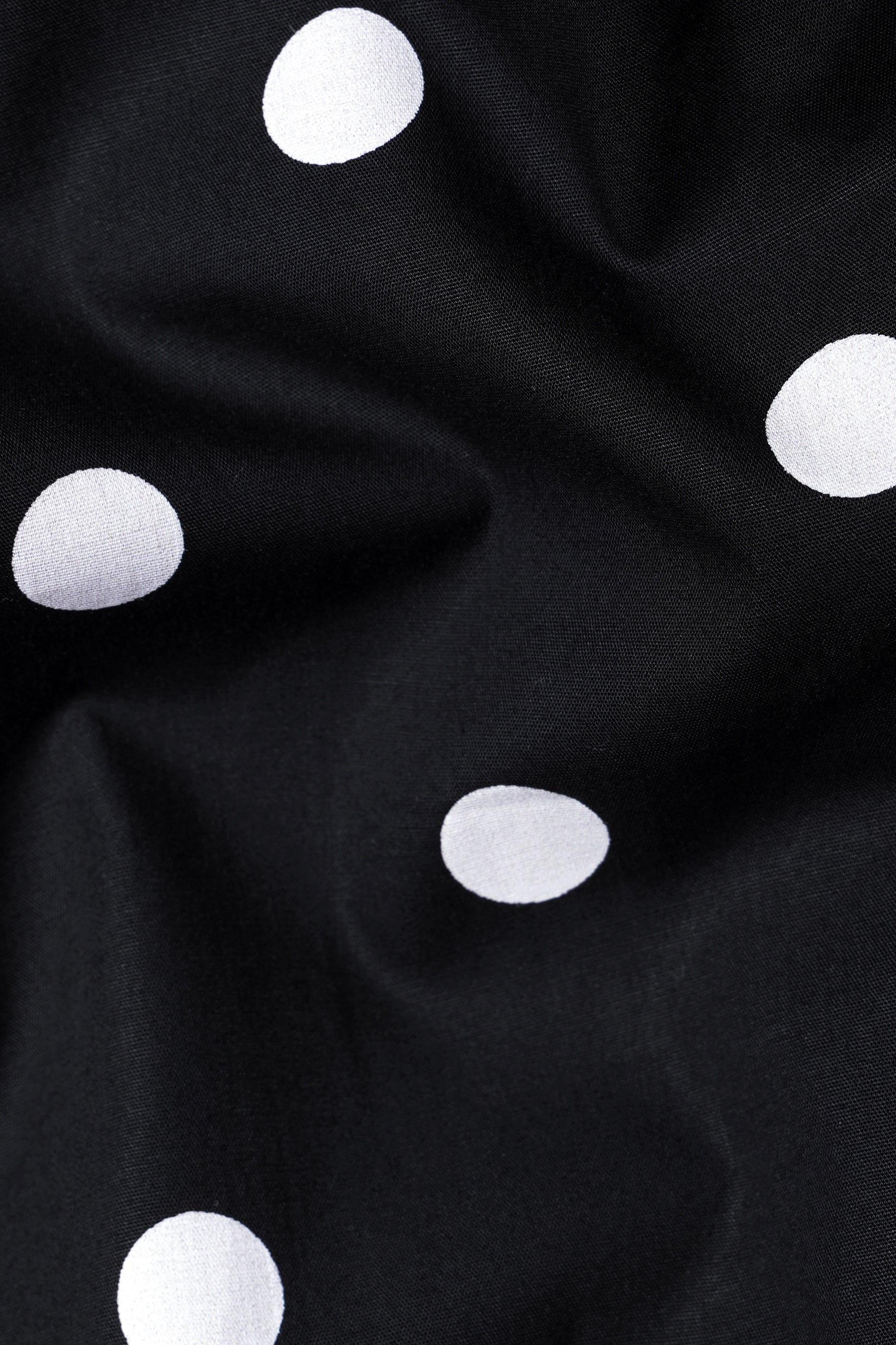 Jade Black and Bright White Polka Dots Premium Cotton Women’s Tuxedo Blazer