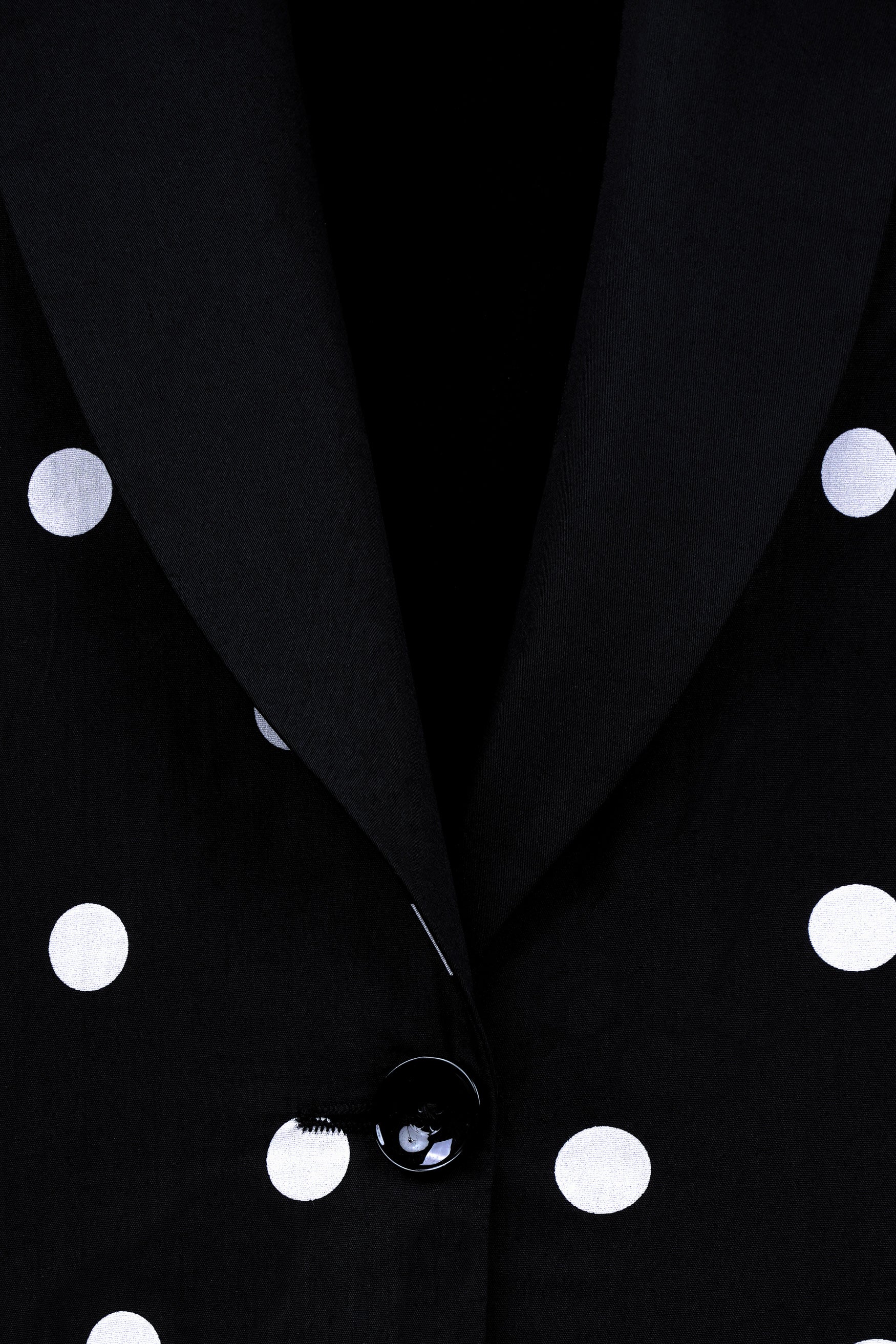 Jade Black and White Polka Dots Premium Cotton Women’s Tuxedo Blazer