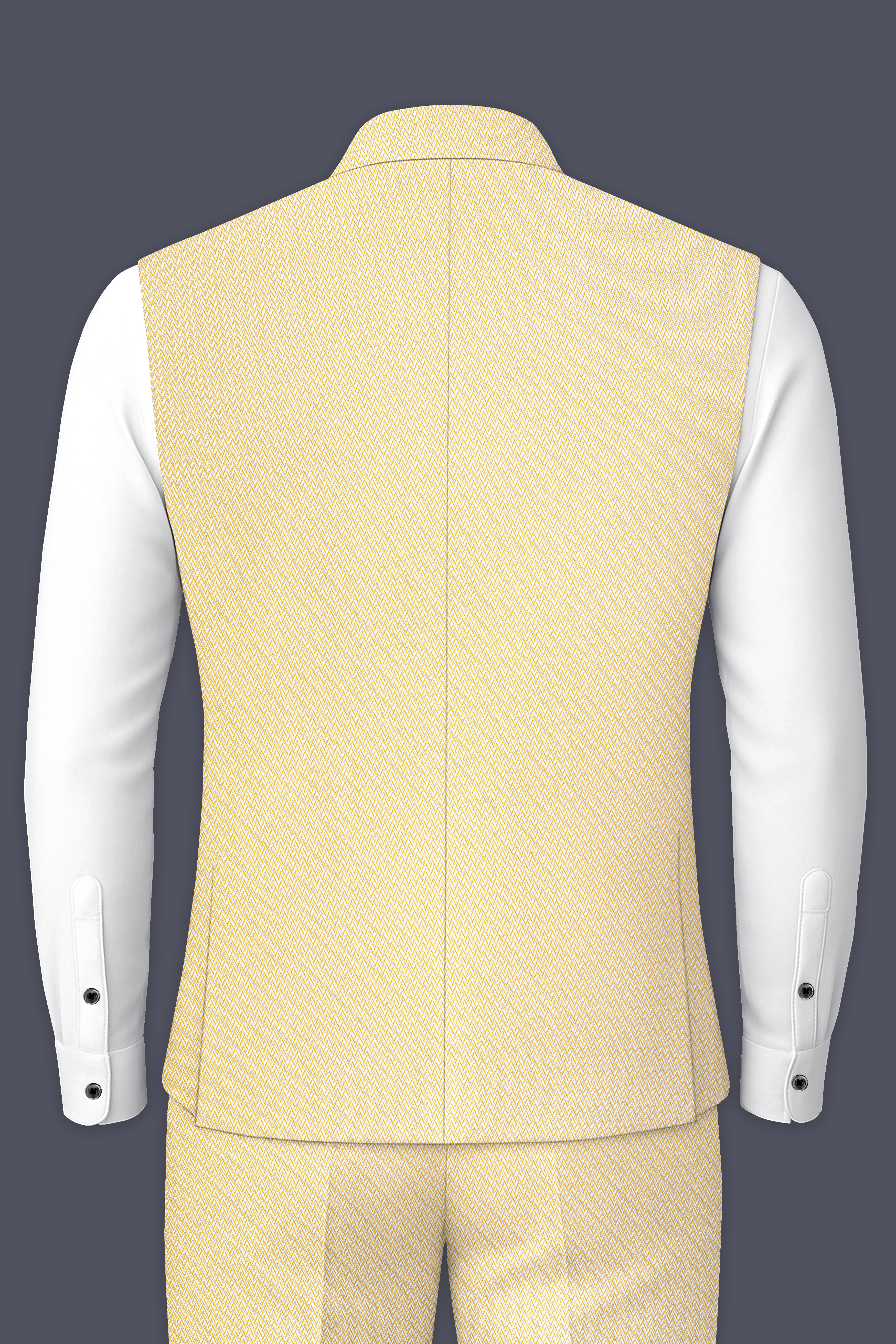 Cashmere-Chevron Cream Textured Nehru Jacket