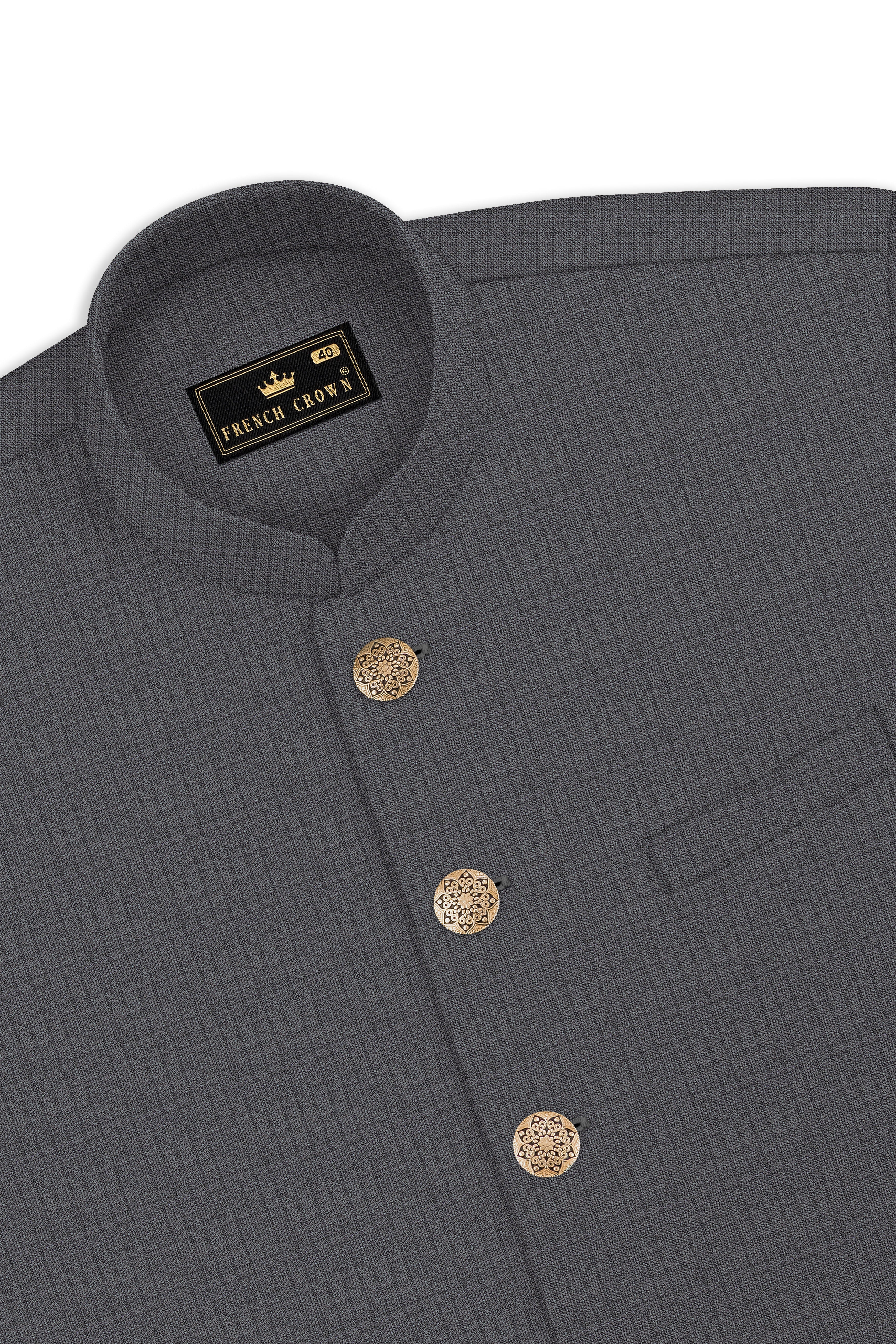Vampire Gray Solid Nehru Jacket