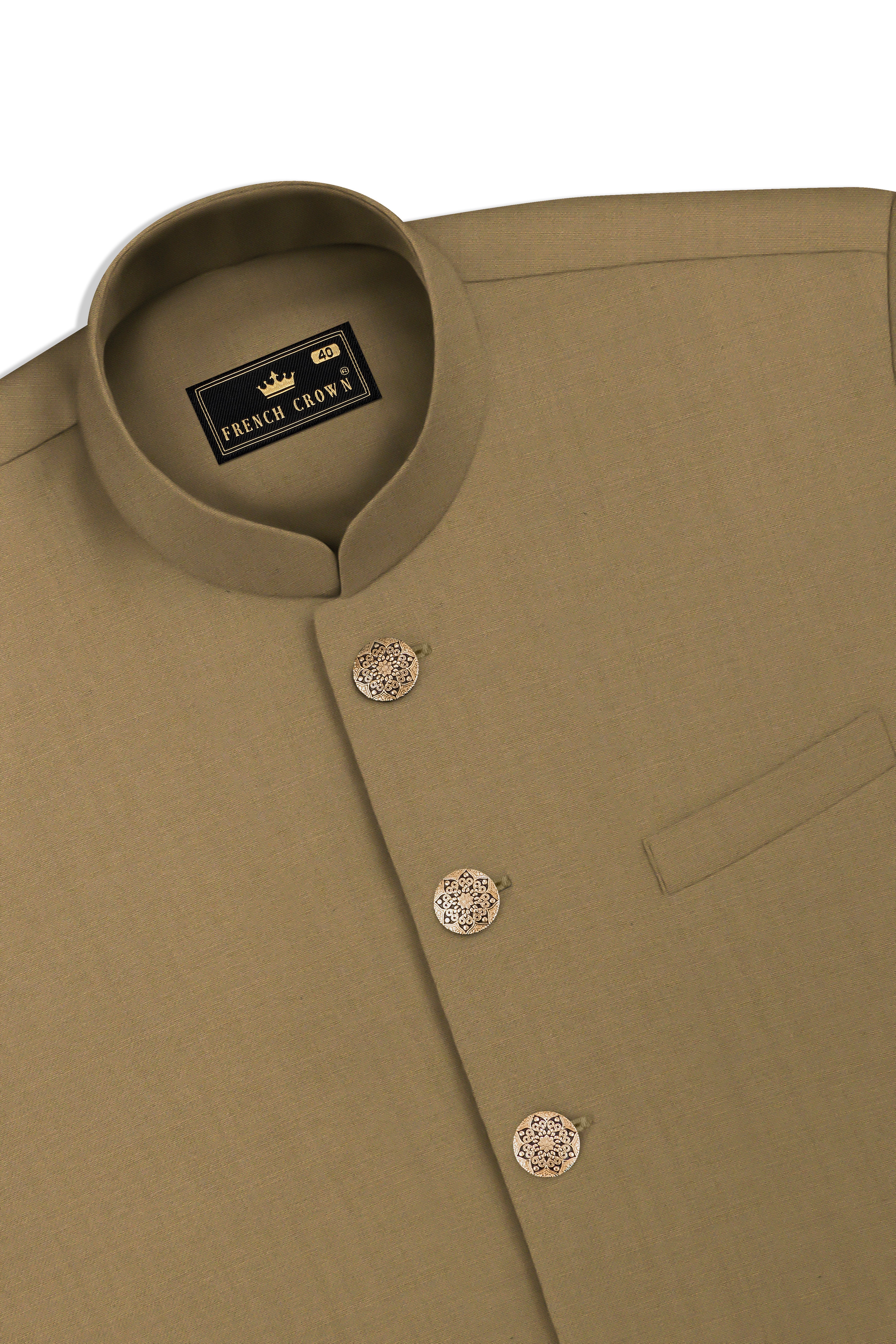 Shadow Brown Textured Nehru Jacket