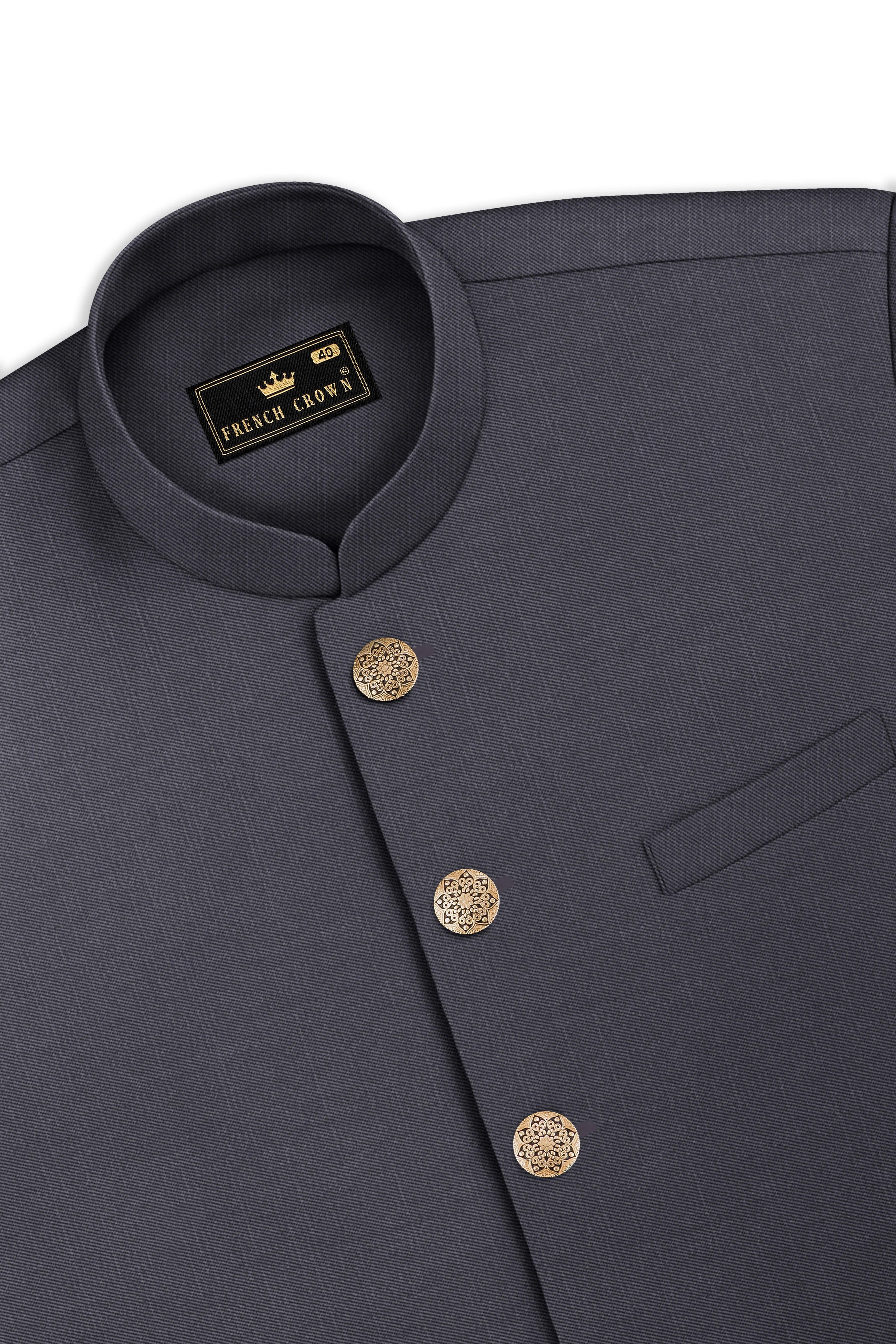 Vampire Gray Textured Nehru Jacket