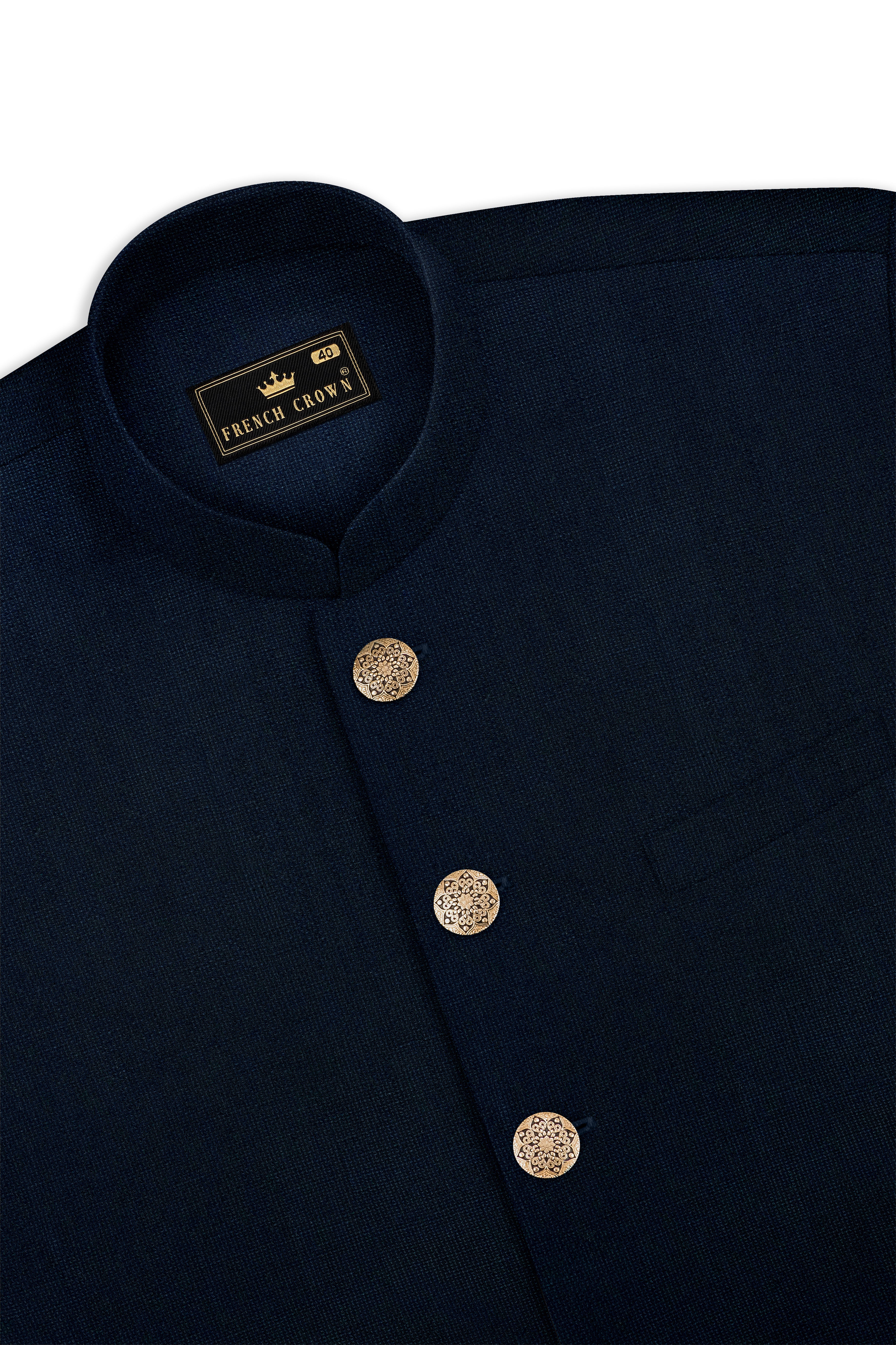 Firefly Blue Premium Cotton Nehru Jacket