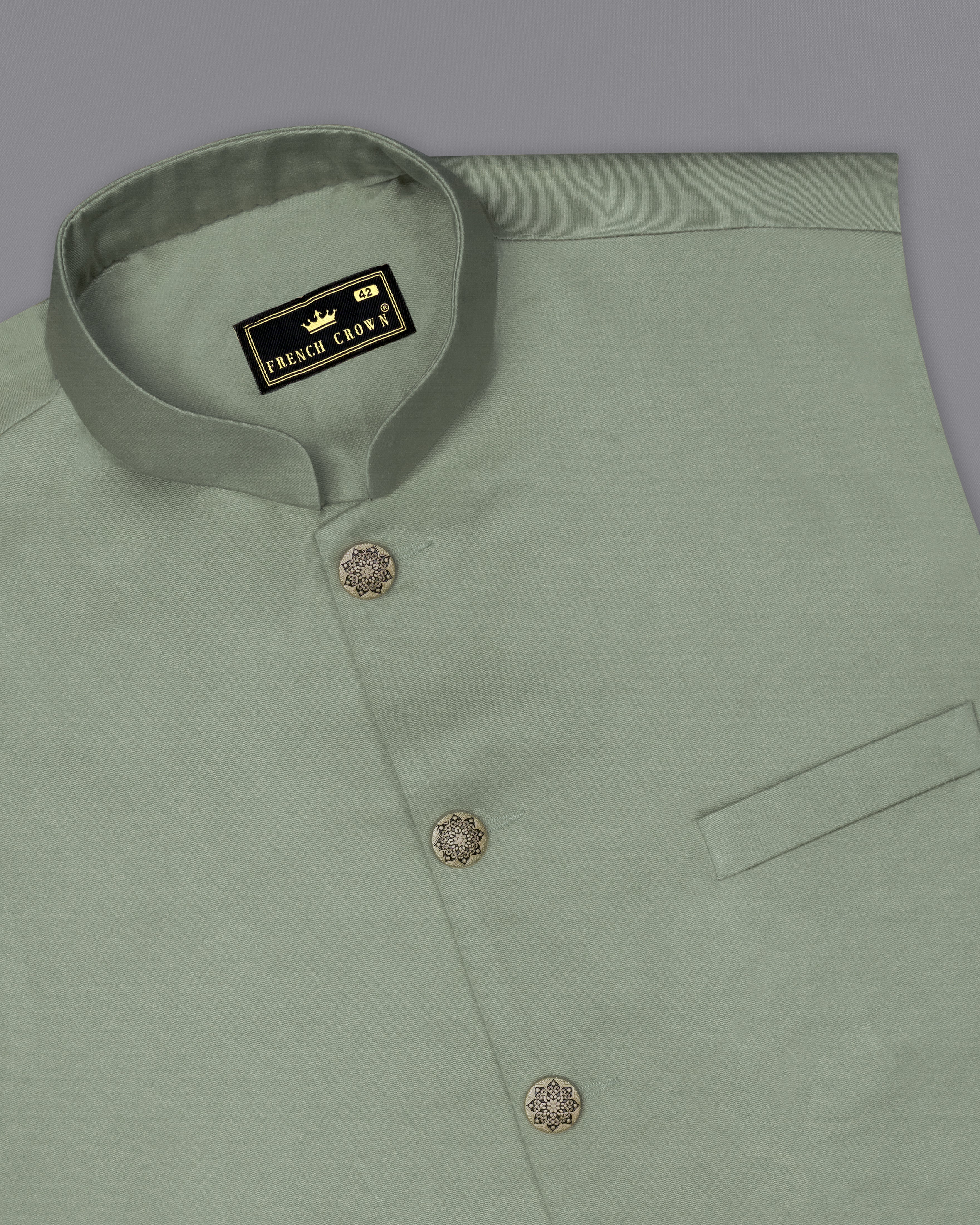 Granite Green Stretchable Premium Cotton Traveler Nehru Jacket