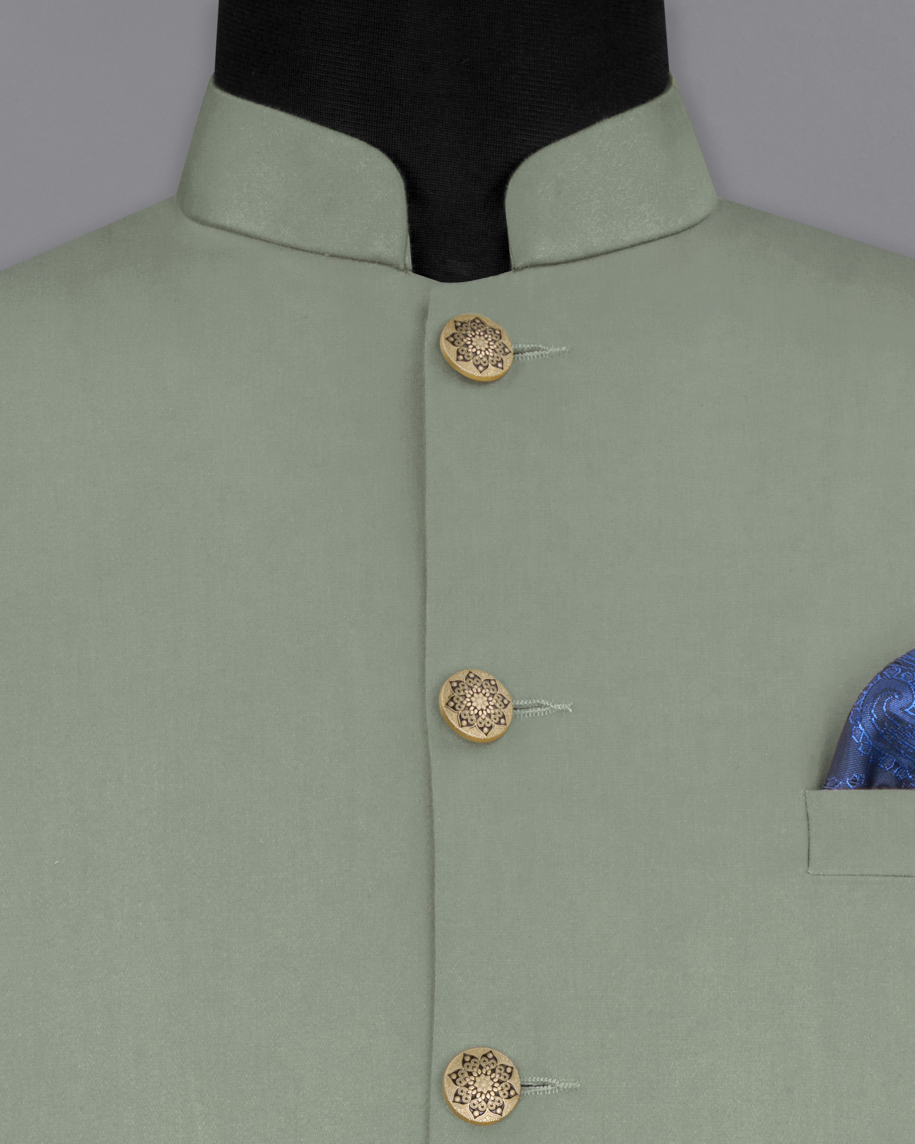 Granite Green Stretchable Premium Cotton Traveler Nehru Jacket