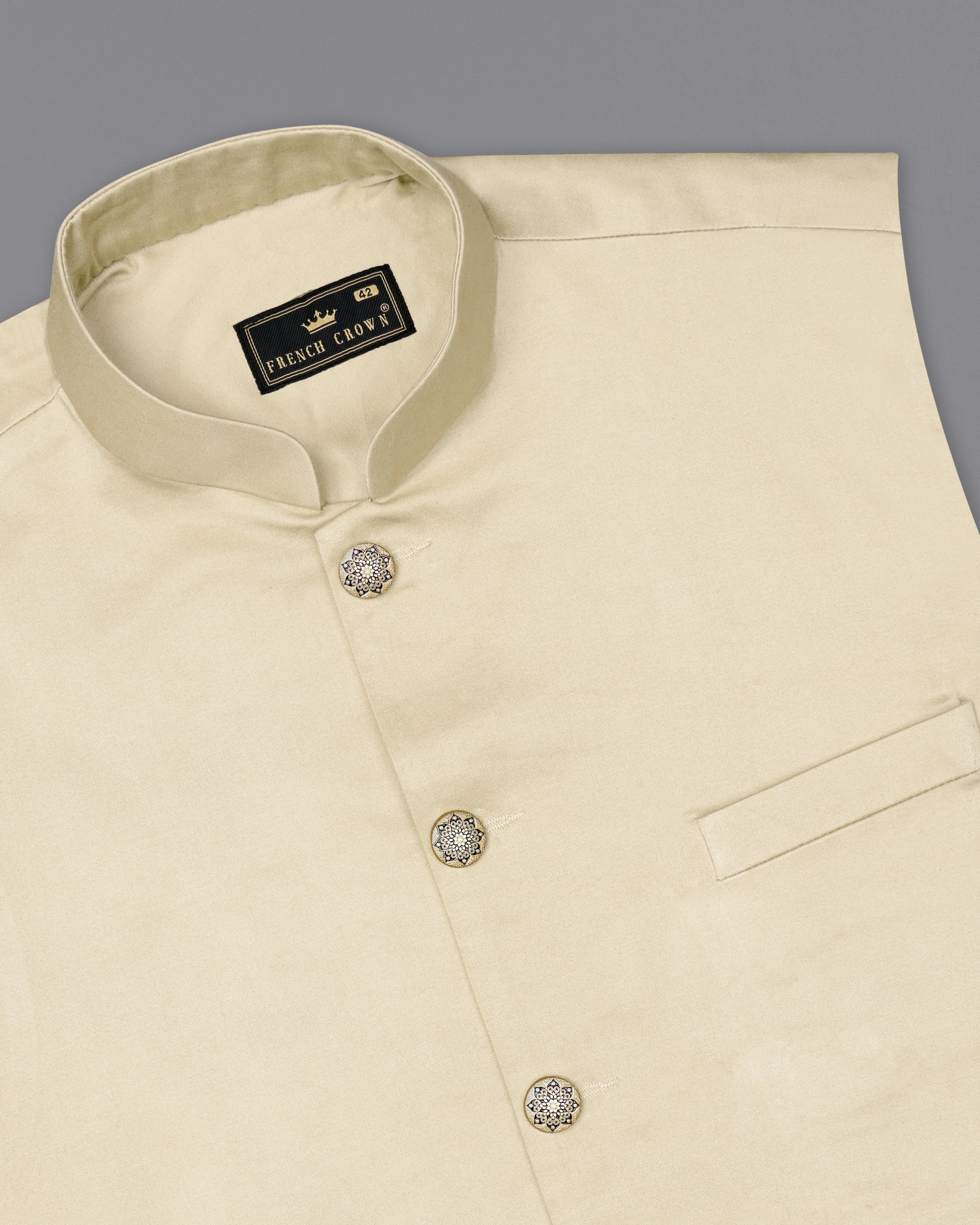 Moon Mist Beige Stretchable Premium Cotton Traveler Nehru Jacket