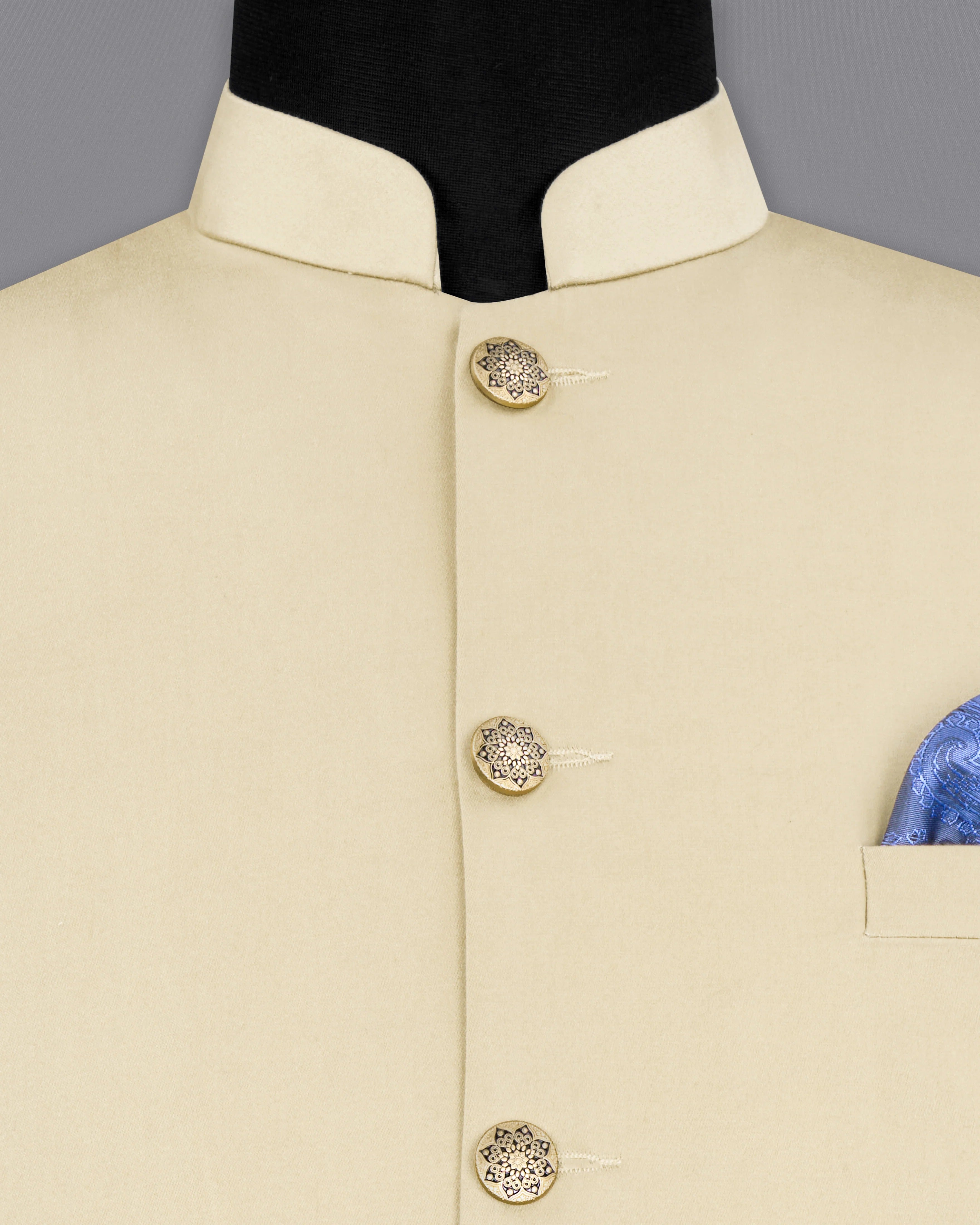 Moon Mist Beige Stretchable Premium Cotton Traveler Nehru Jacket
