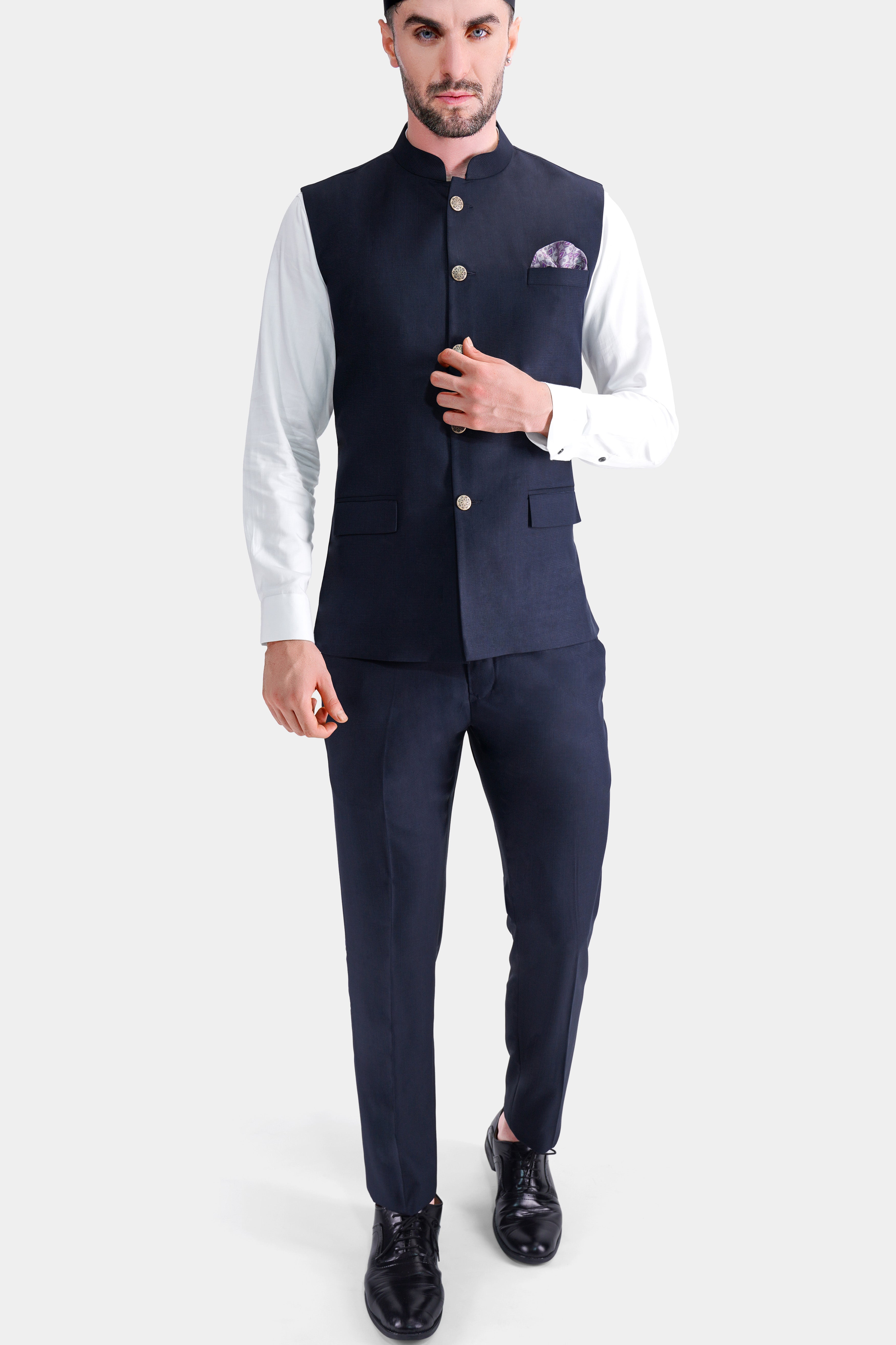 Haiti Blue Wool Rich Nehru Jacket WC2751-36, WC2751-38, WC2751-40, WC2751-42, WC2751-44, WC2751-46, WC2751-48, WC2751-50, WC2751-52, WC2751-54, WC2751-56, WC2751-58, WC2751-60