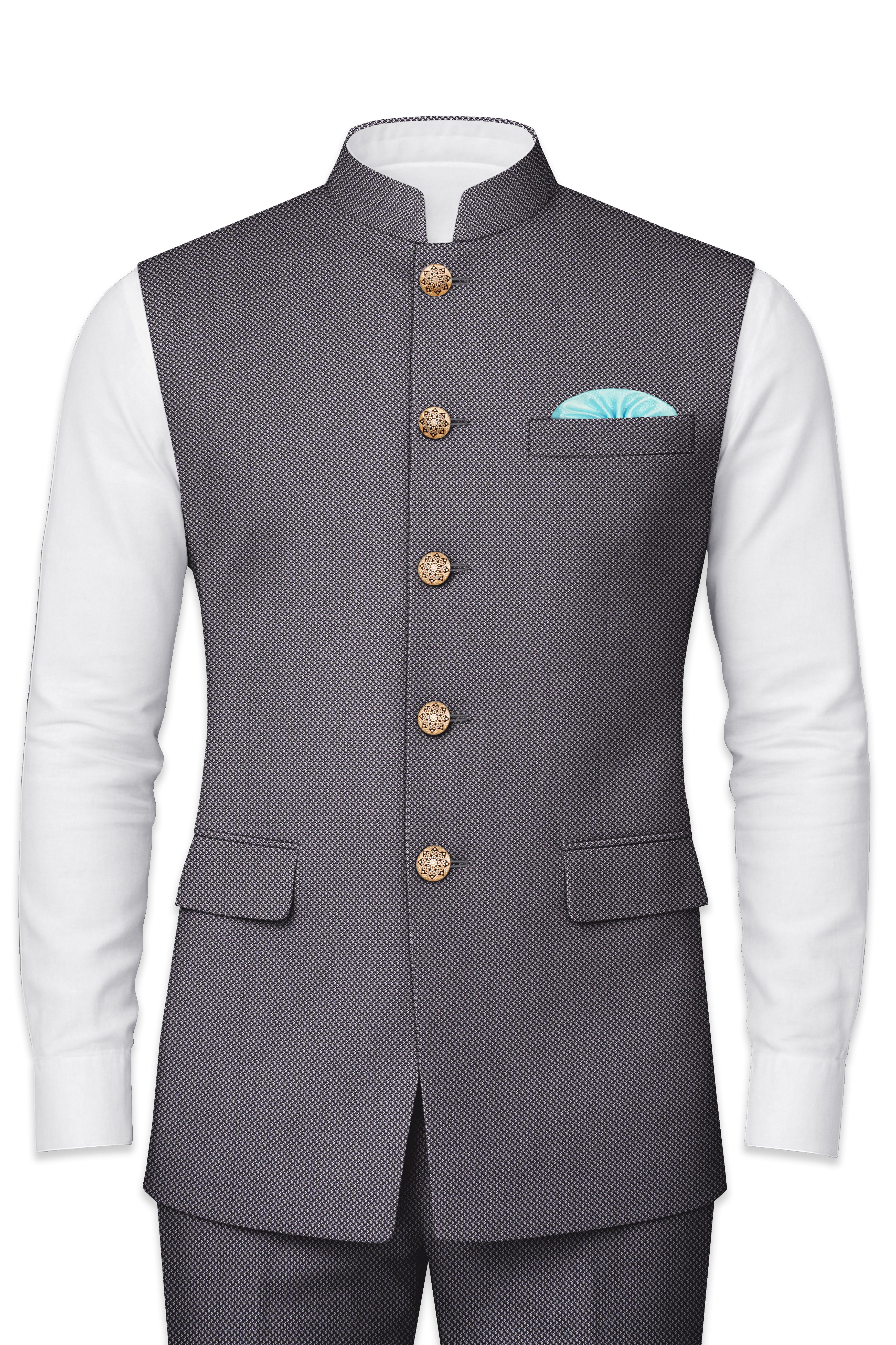 Flint with Tuatara Gray Wool Rich Nehru Jacket