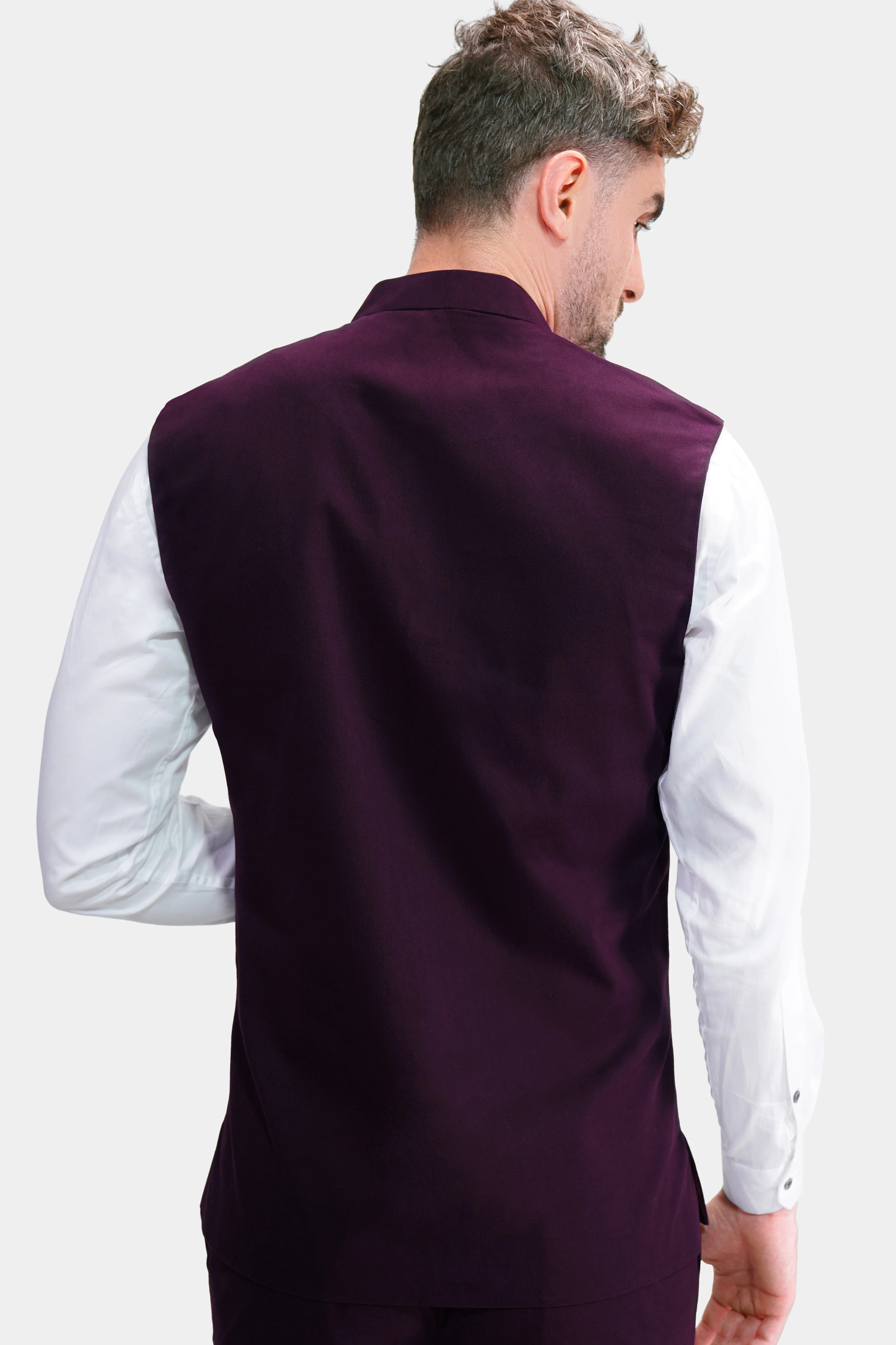 Eclipse Maroon Premium Cotton Nehru Jacket