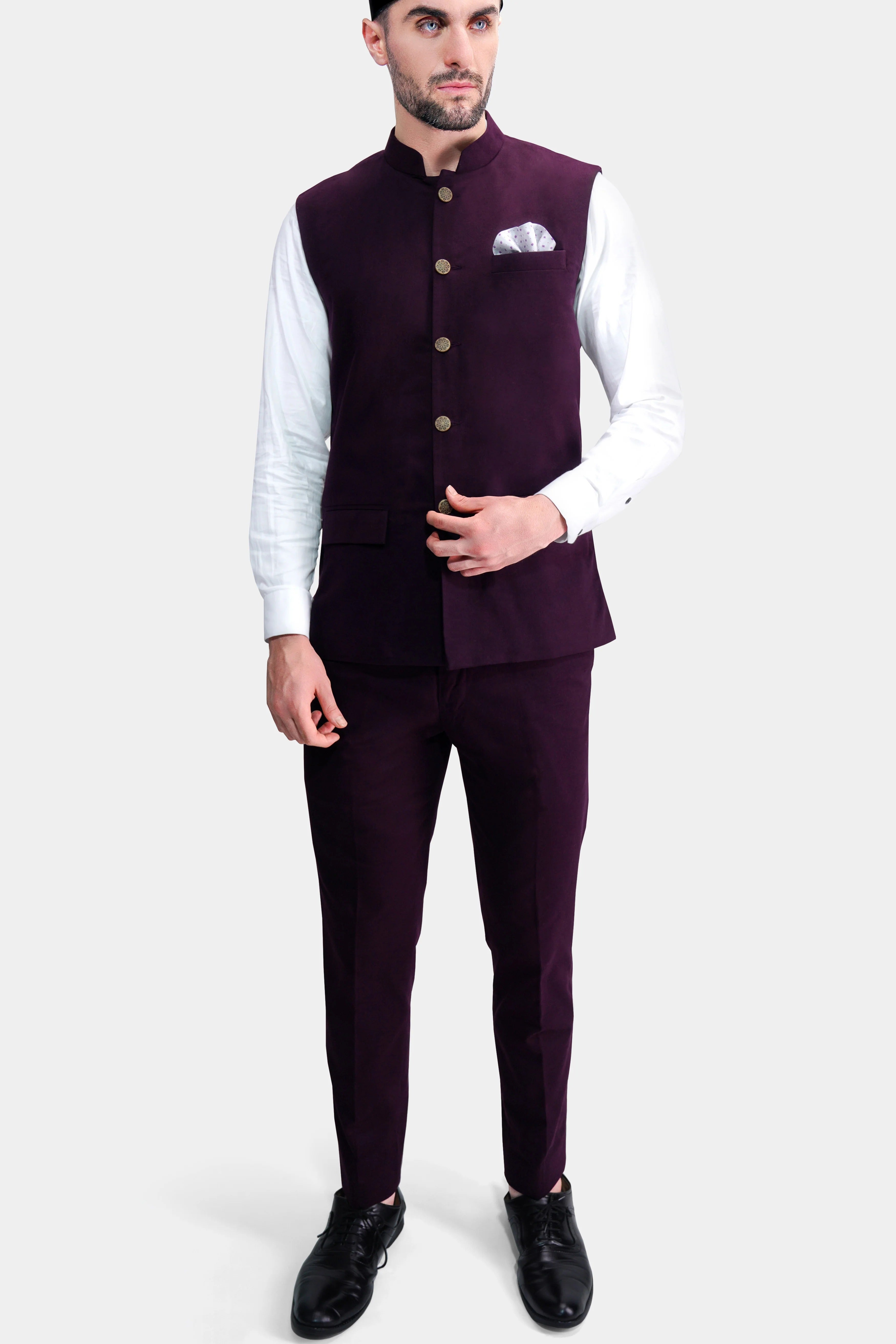 Eclipse Maroon Premium Cotton Nehru Jacket