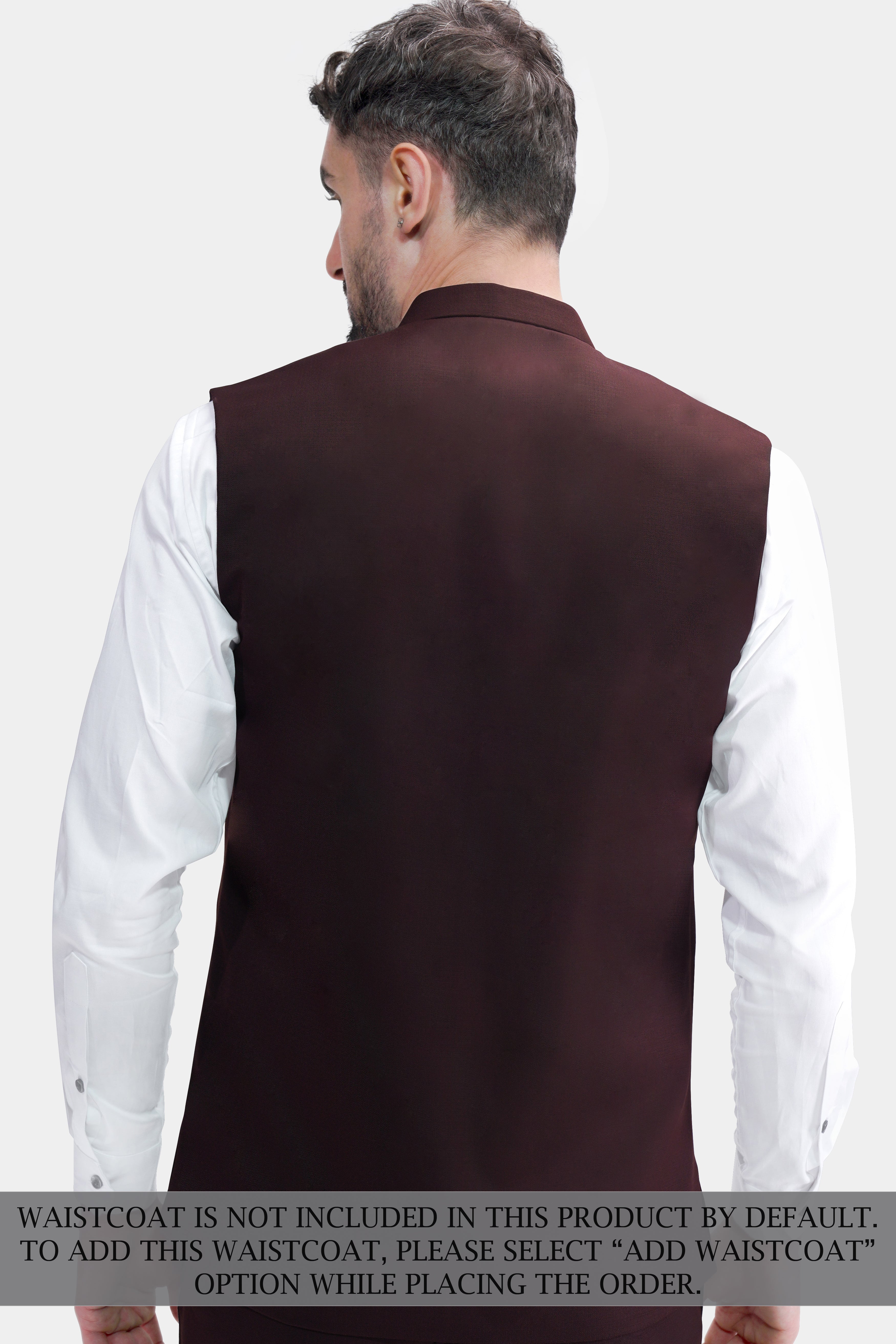 Eclipse Maroon Wool Rich Cross Placket Bandhgala Suit