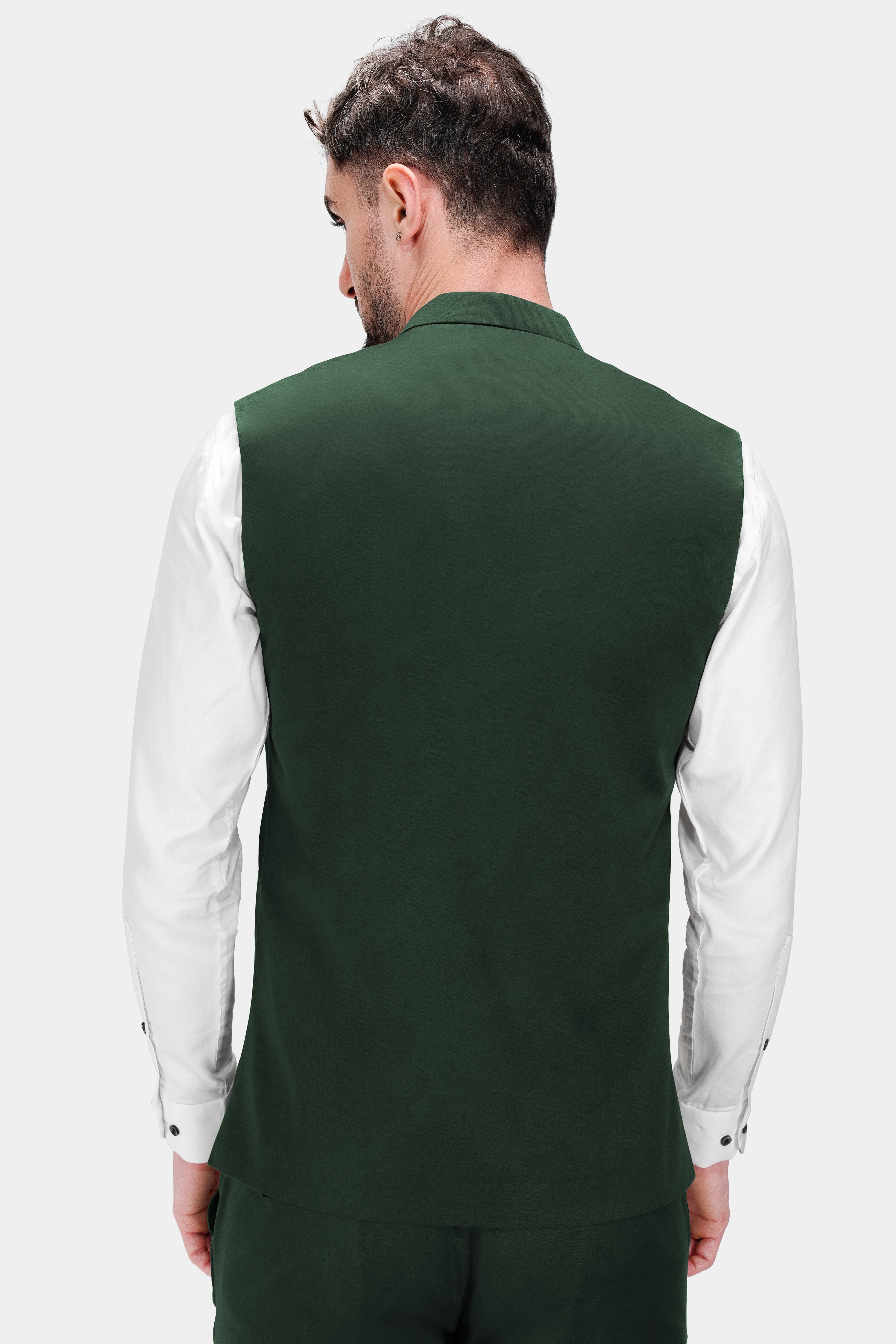 Heavy Metal Green Premium Cotton Stretchable Traveler Nehru Jacket