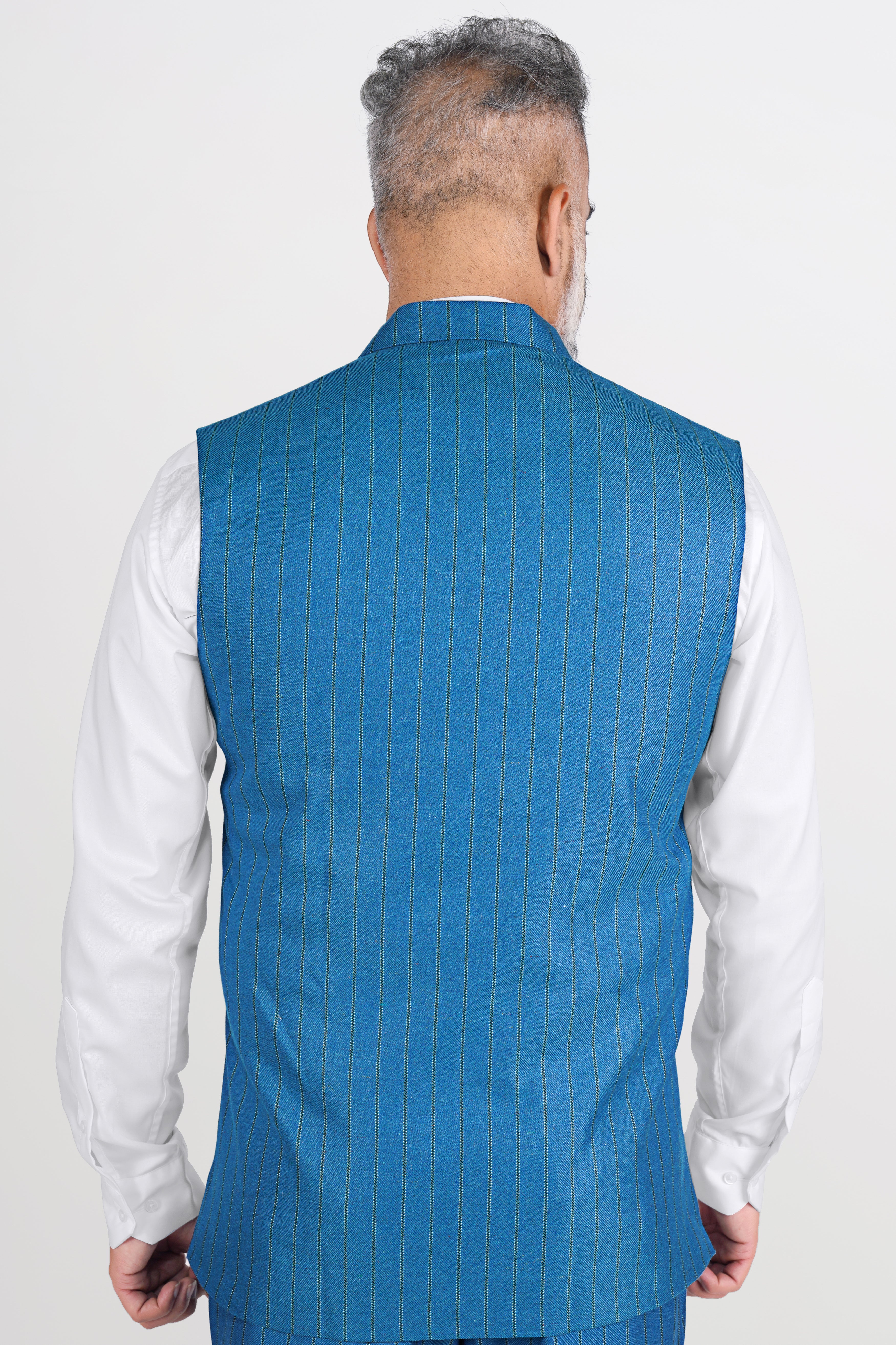 Glacial Blue Striped Neharu Jacket WC2800-36, WC2800-38, WC2800-40, WC2800-42, WC2800-44, WC2800-46, WC2800-48, WC2800-50, WC2800-52, WC2800-54, WC2800-56, WC2800-58, WC2800-60