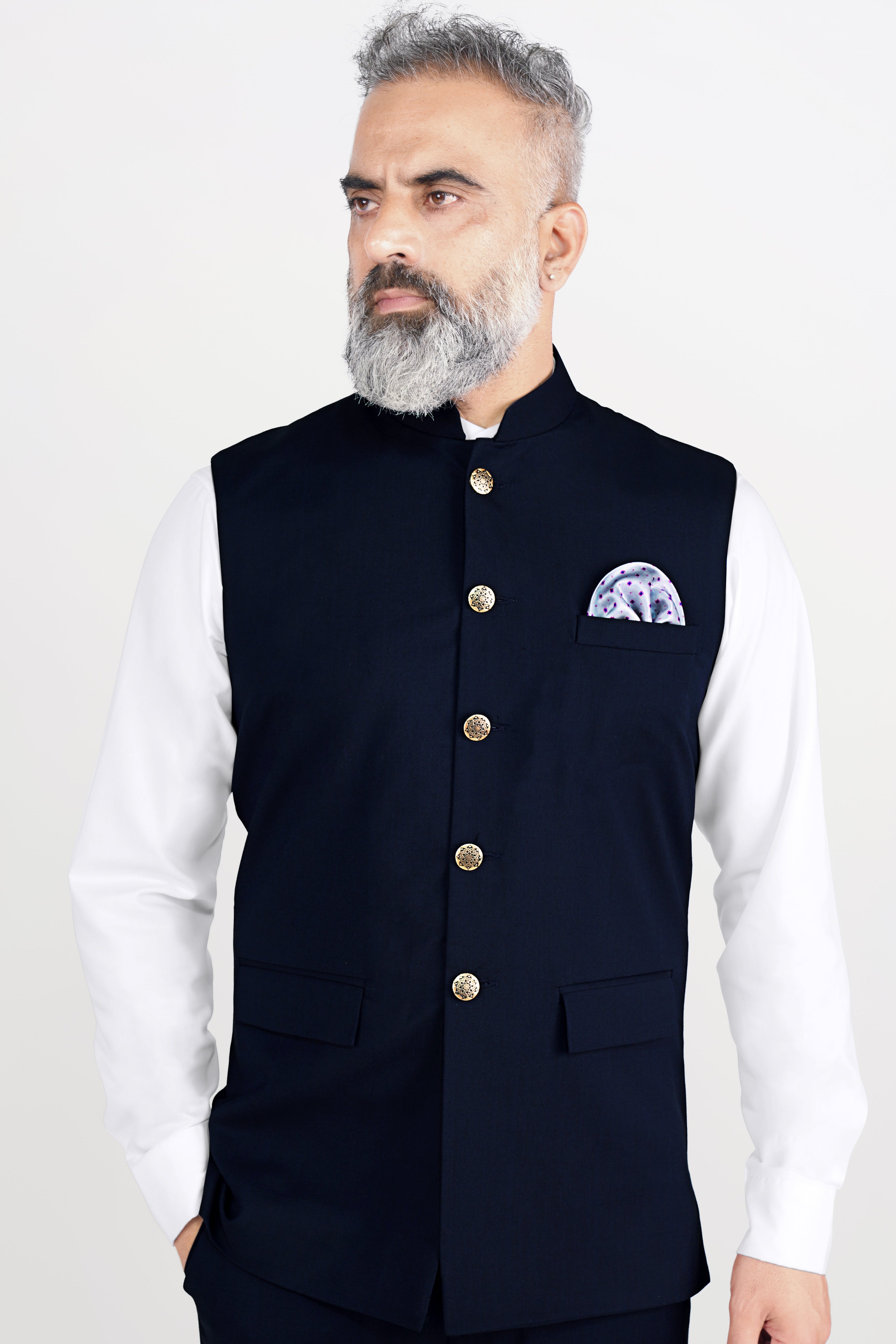 Cinder Blue Wool Rich Neharu Jacket WC2805-36, WC2805-38, WC2805-40, WC2805-42, WC2805-44, WC2805-46, WC2805-48, WC2805-50, WC2805-52, WC2805-54, WC2805-56, WC2805-58, WC2805-60