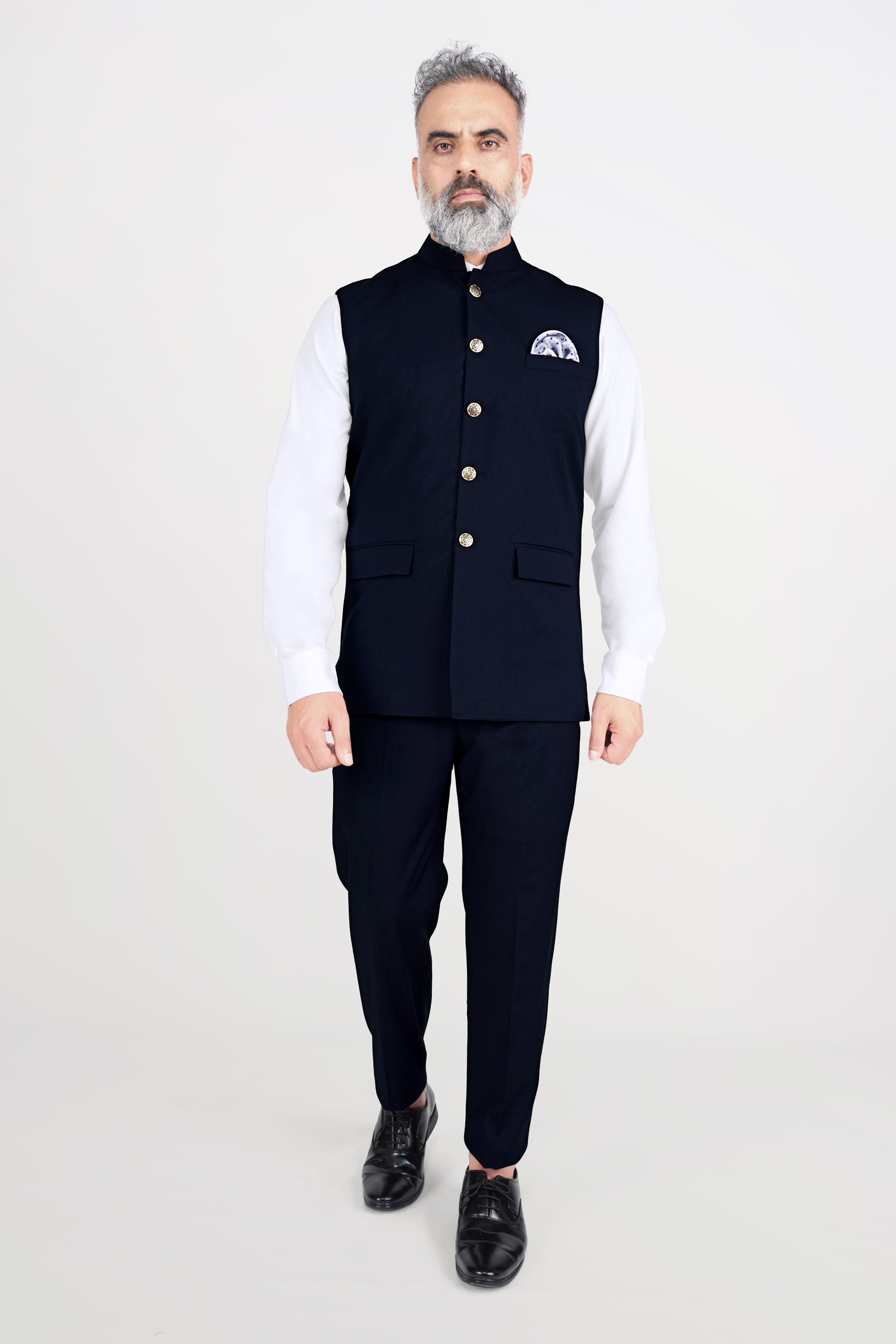 Cinder Blue Wool Rich Neharu Jacket WC2805-36, WC2805-38, WC2805-40, WC2805-42, WC2805-44, WC2805-46, WC2805-48, WC2805-50, WC2805-52, WC2805-54, WC2805-56, WC2805-58, WC2805-60