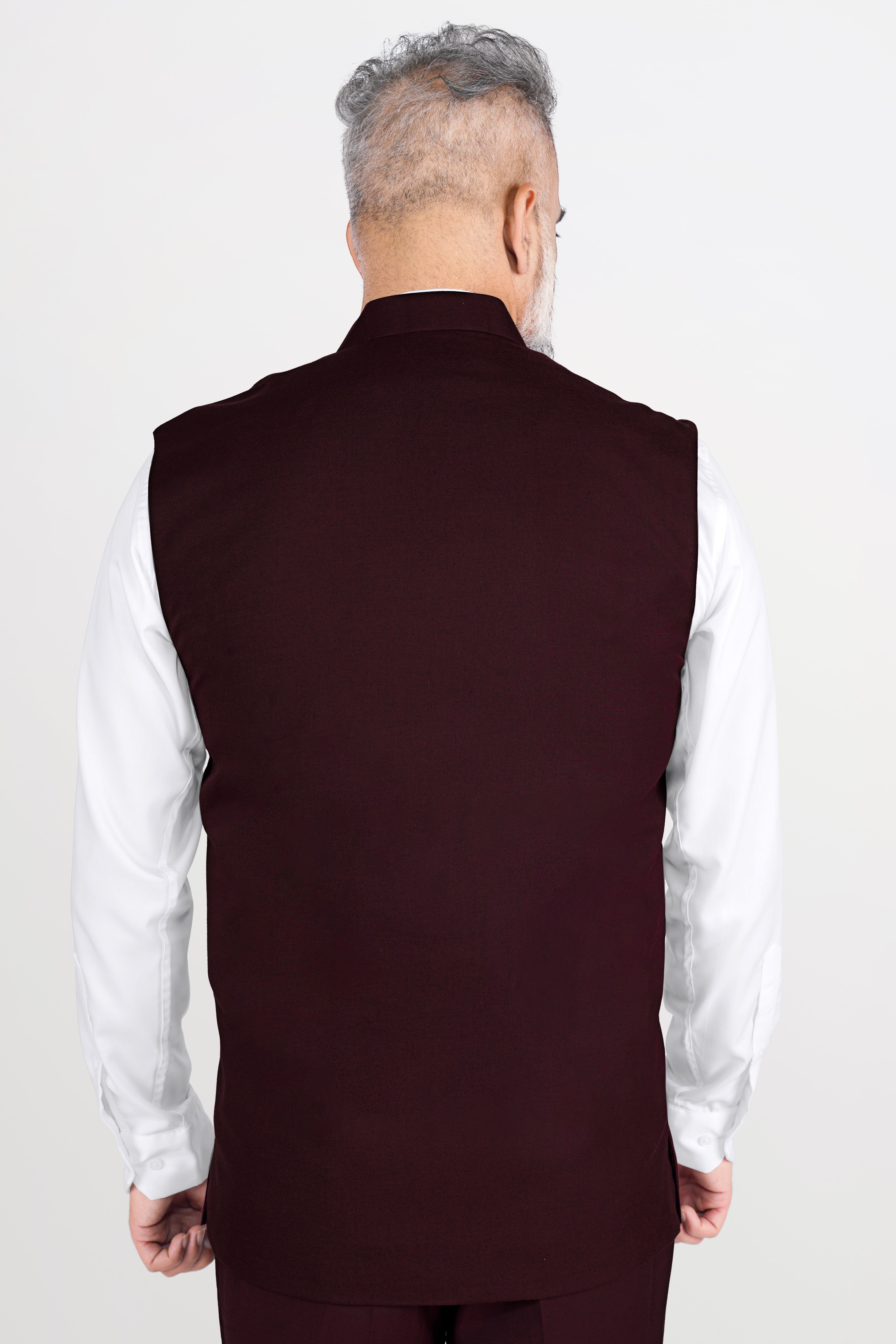 Umber Maroon Wool Rich Neharu Jacket WC2823-36, WC2823-38, WC2823-40, WC2823-42, WC2823-44, WC2823-46, WC2823-48, WC2823-50, WC2823-52, WC2823-54, WC2823-56, WC2823-58, WC2823-60