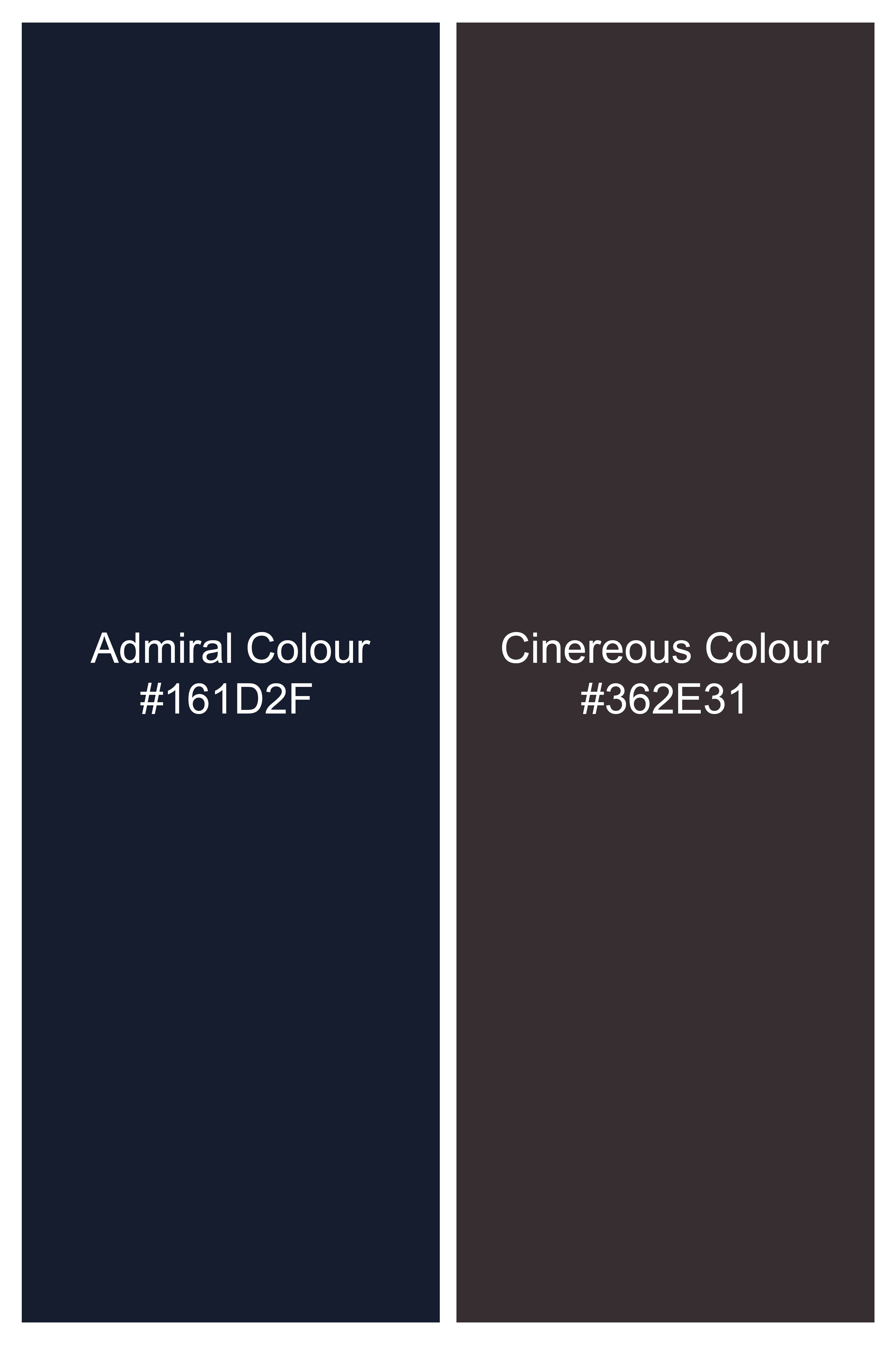 Admiral Blue and Cinereous Brown Plaid Wool Rich  Nehru Jacket