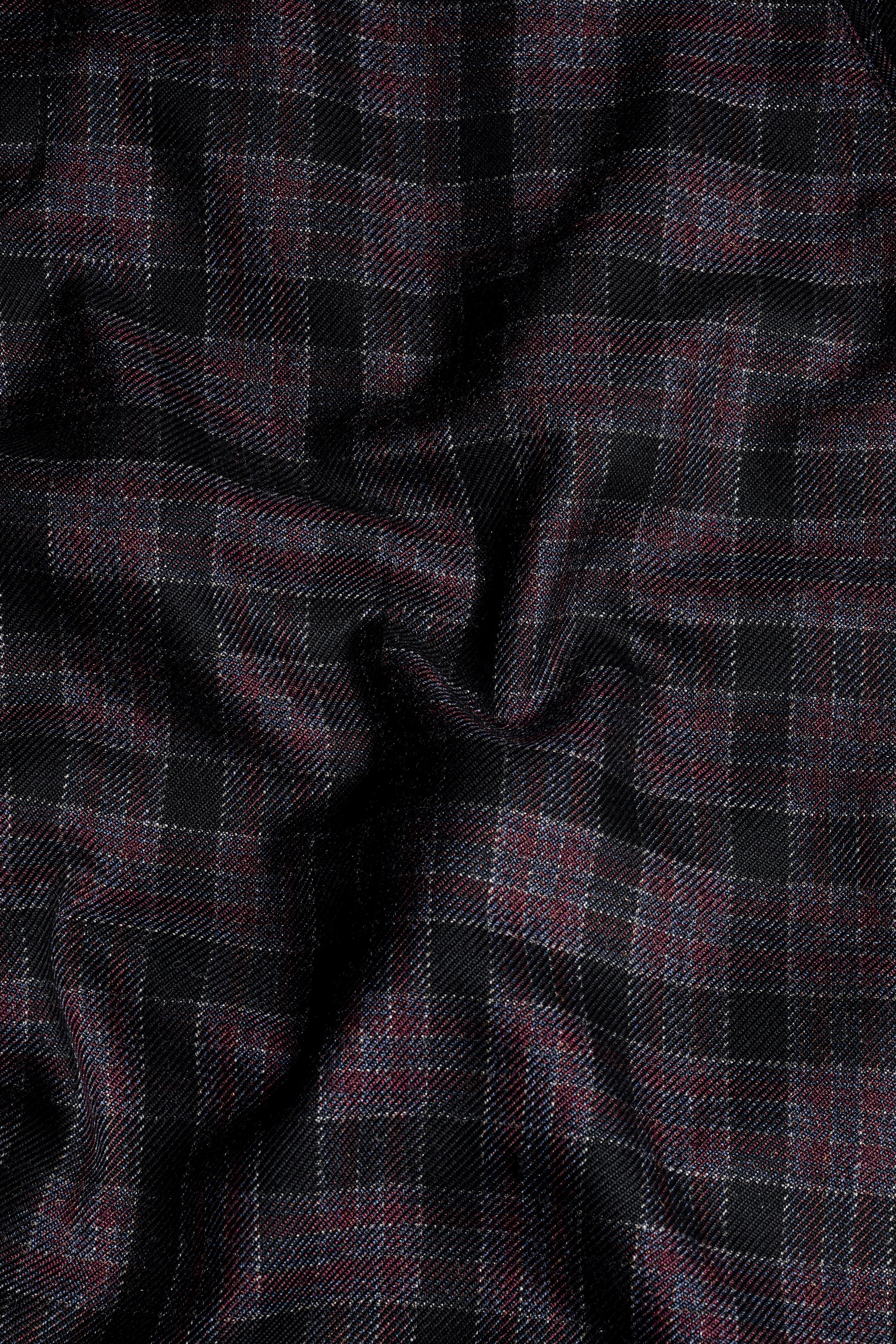 Byzantium Pink and Black Tweed Plaid Nehru Jacket WC2963-36, WC2963-38, WC2963-40, WC2963-42, WC2963-44, WC2963-46, WC2963-48, WC2963-50, WC2963-52, WC2963-54, WC2963-56, WC2963-58, WC2963-60