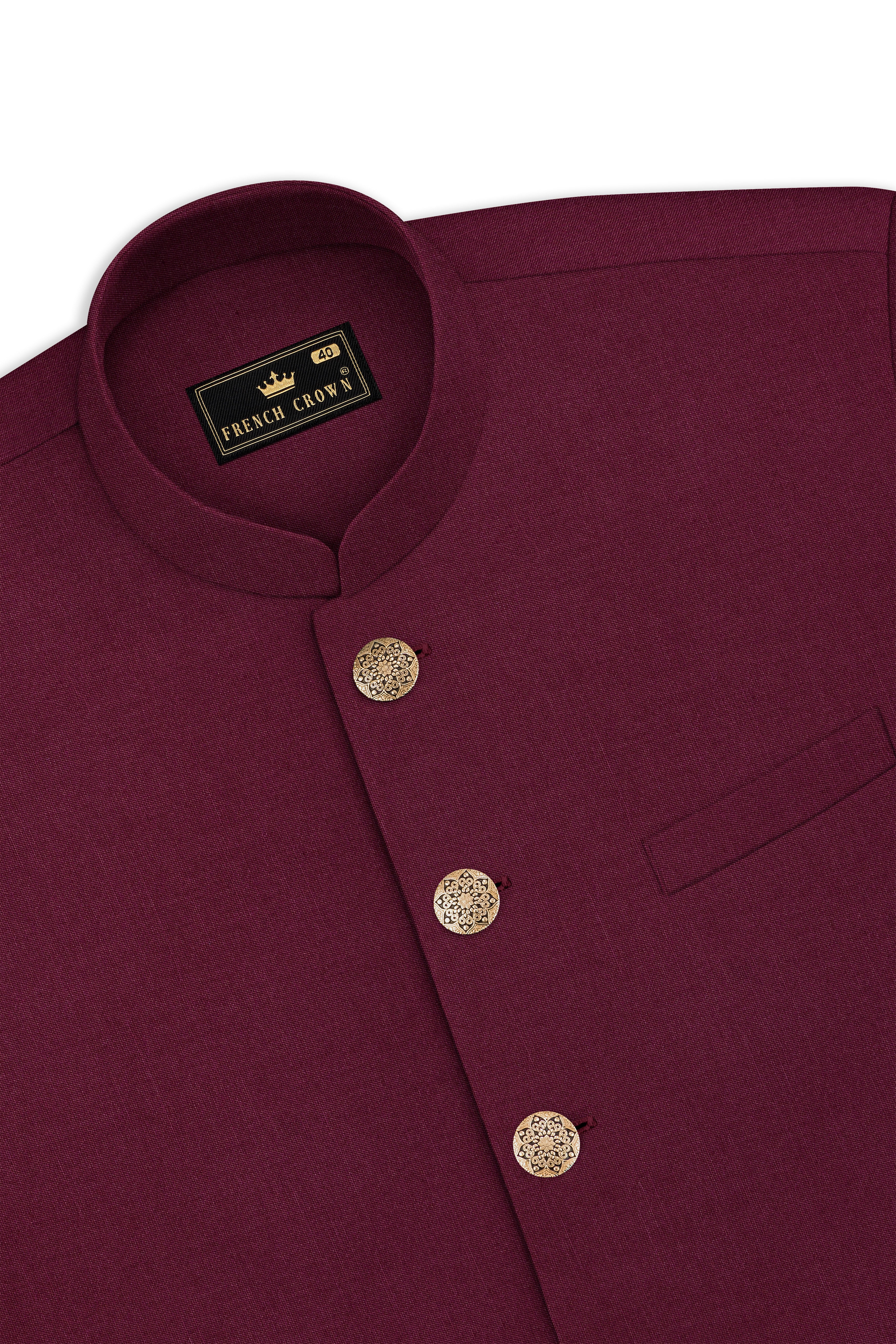 Bordeaux Maroon Wool Rich Nehru Jacket