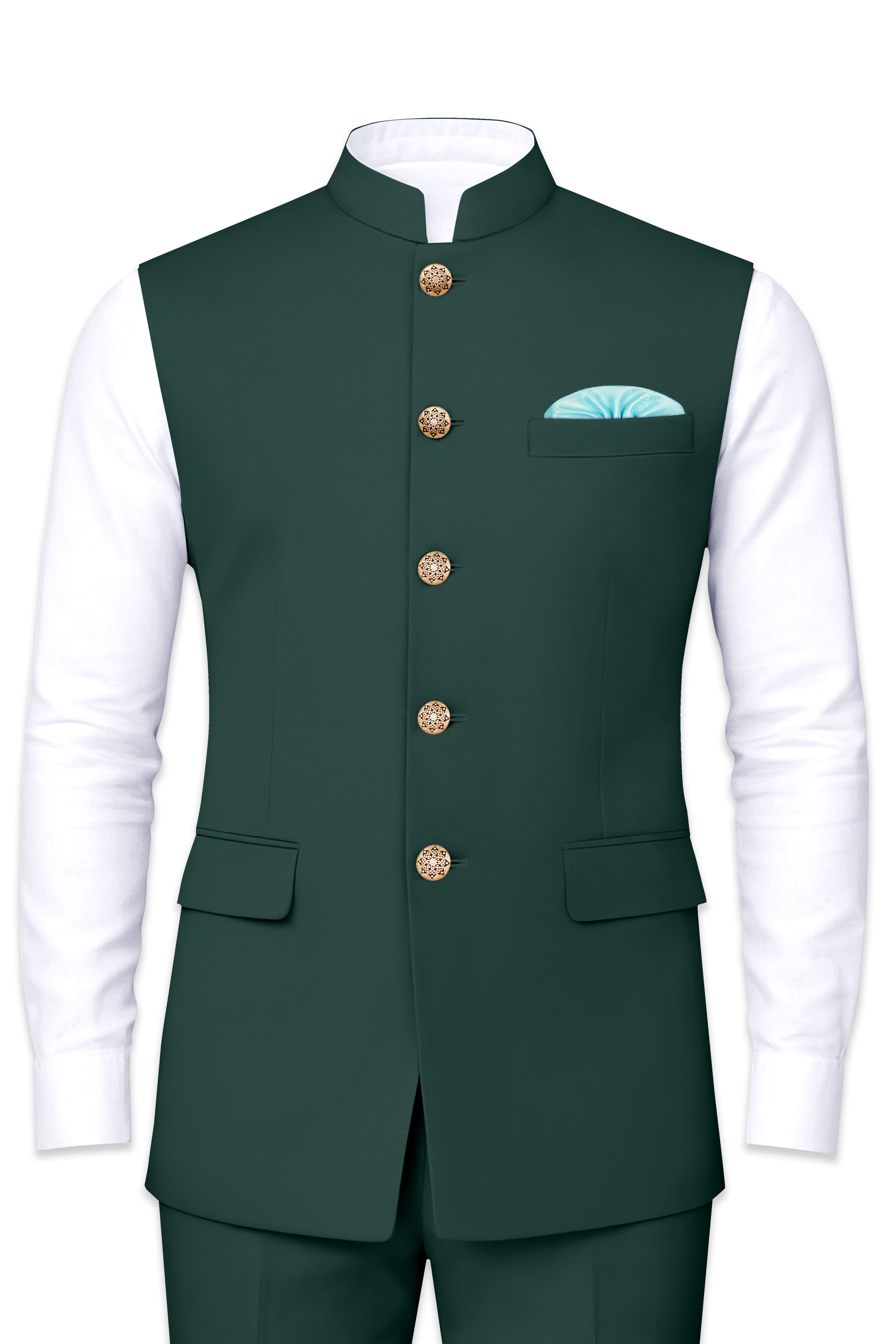 Gable Green Wool Rich Nehru Jacket