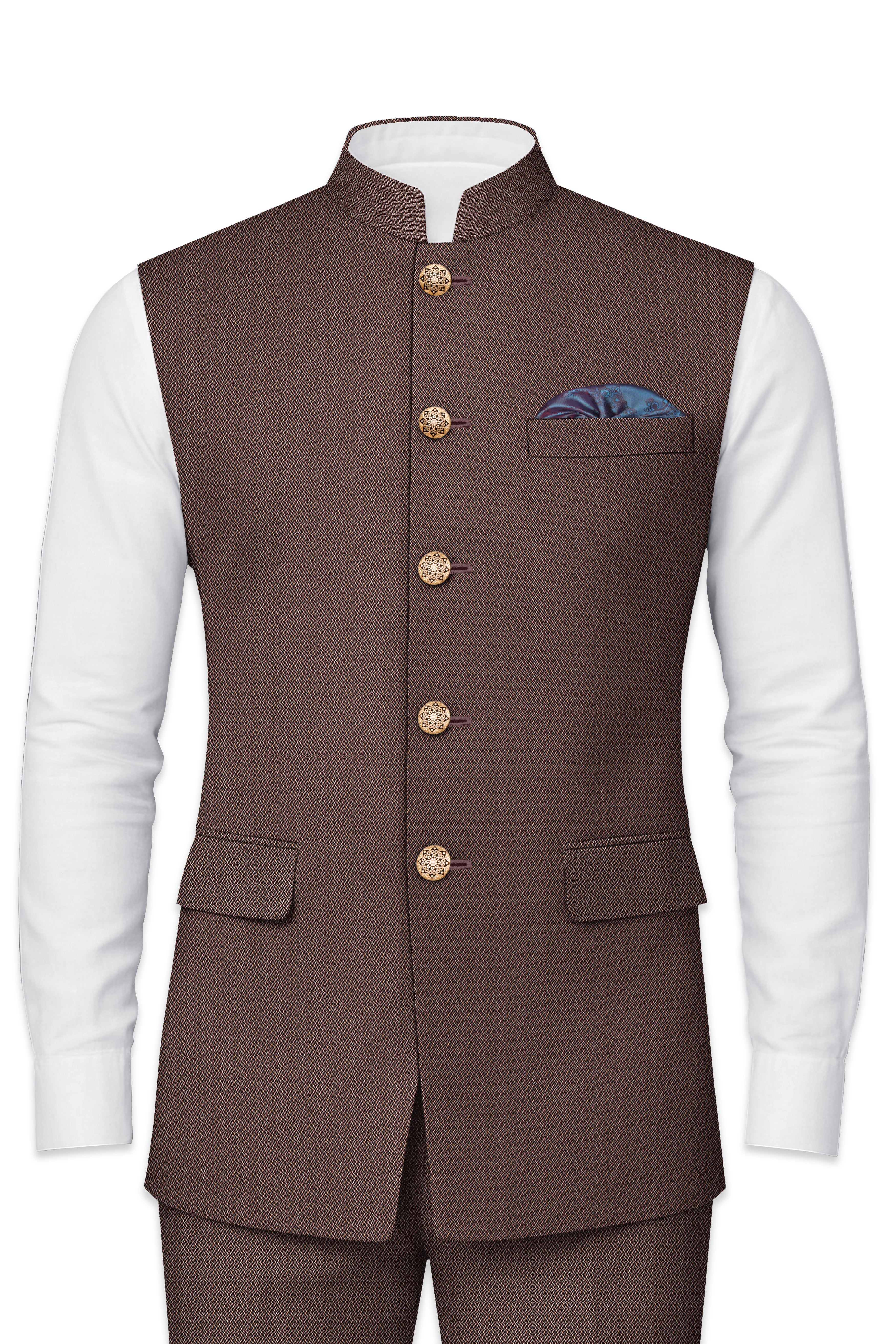 Hemp Brown Wool Rich Nehru Jacket