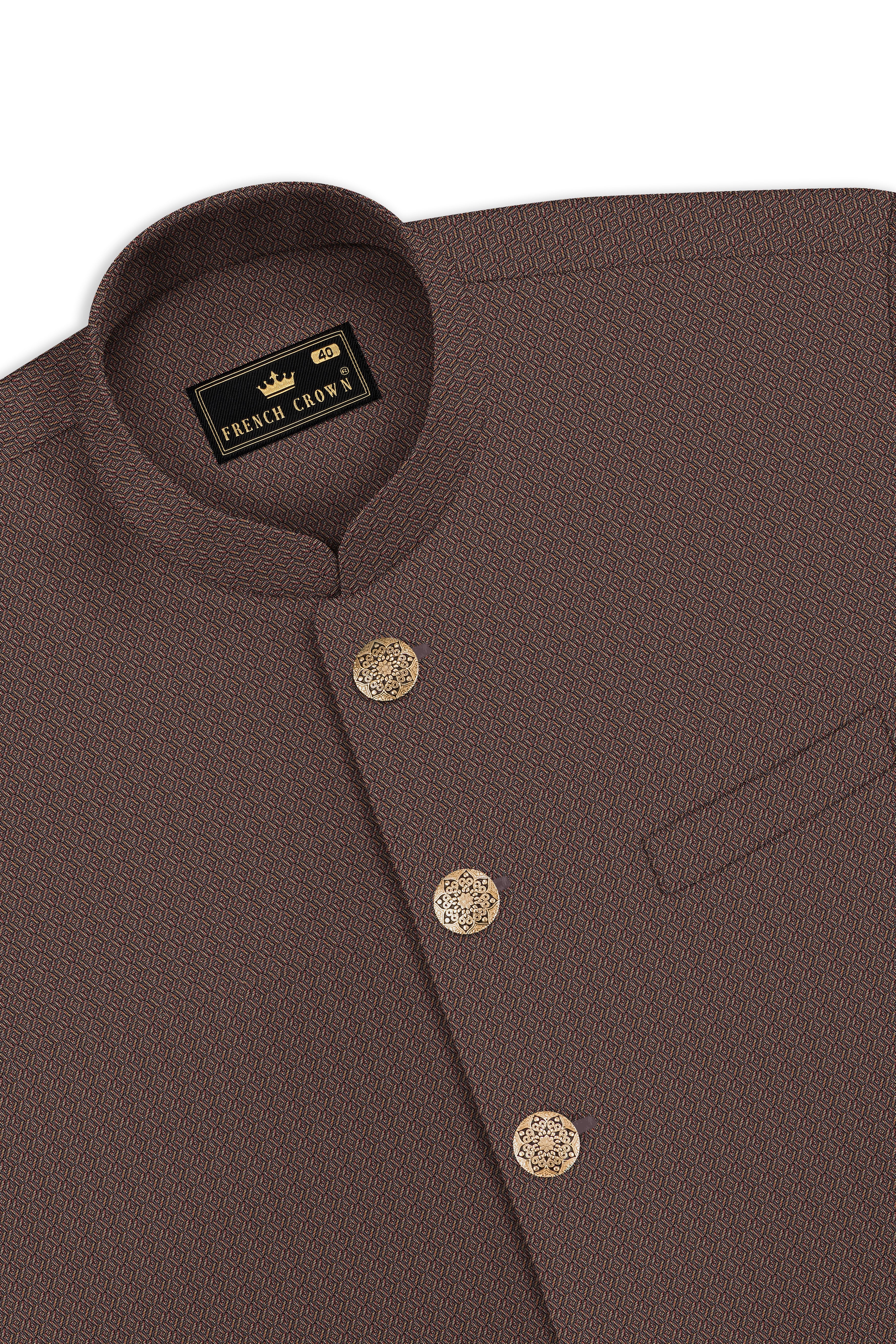 Hemp Brown Wool Rich Nehru Jacket