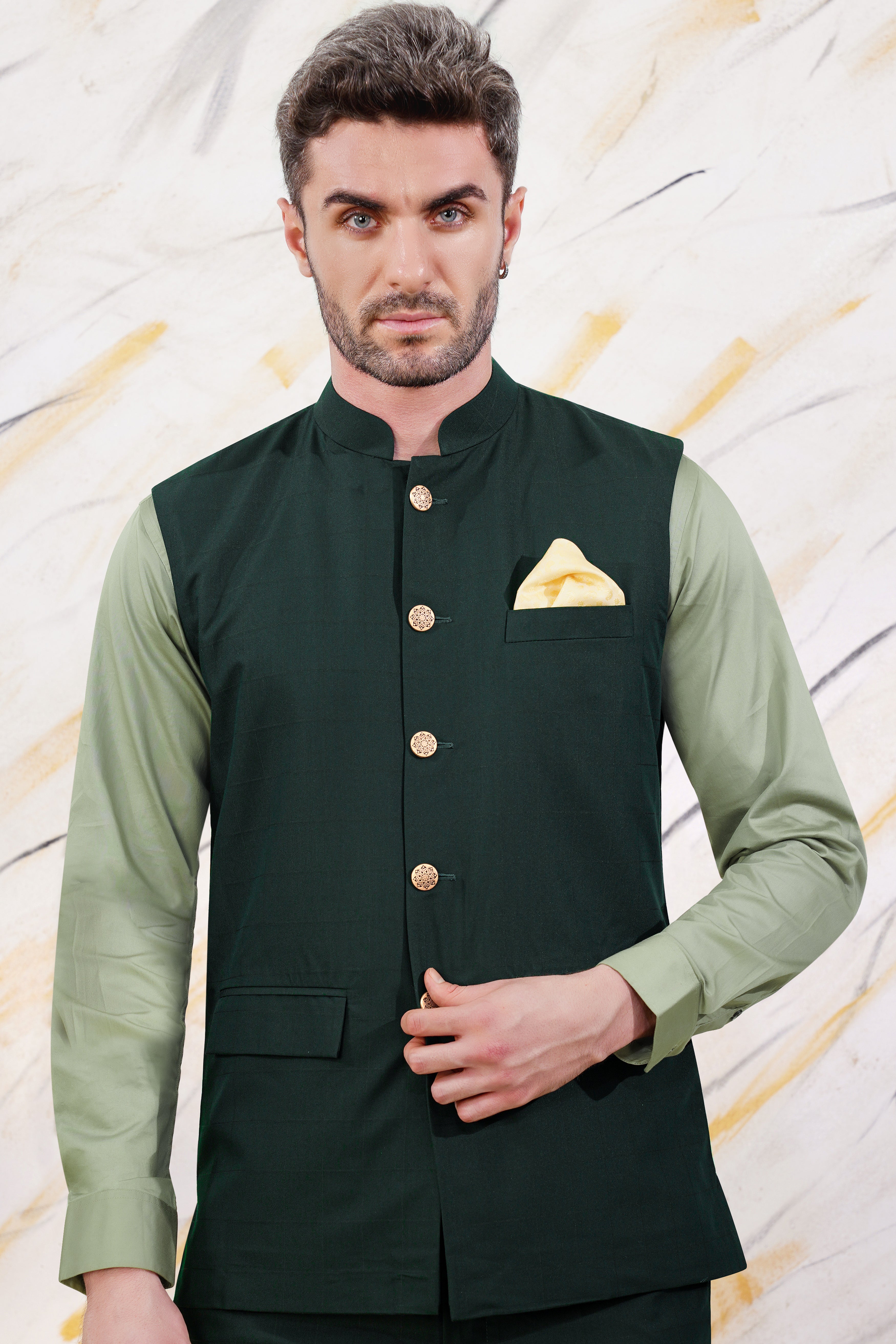 Sacramento Green Wool Rich Nehru Jacket WC3066-36, WC3066-38, WC3066-40, WC3066-42, WC3066-44, WC3066-46, WC3066-48, WC3066-50, WC3066-52, WC3066-54, WC3066-56, WC3066-58, WC3066-60