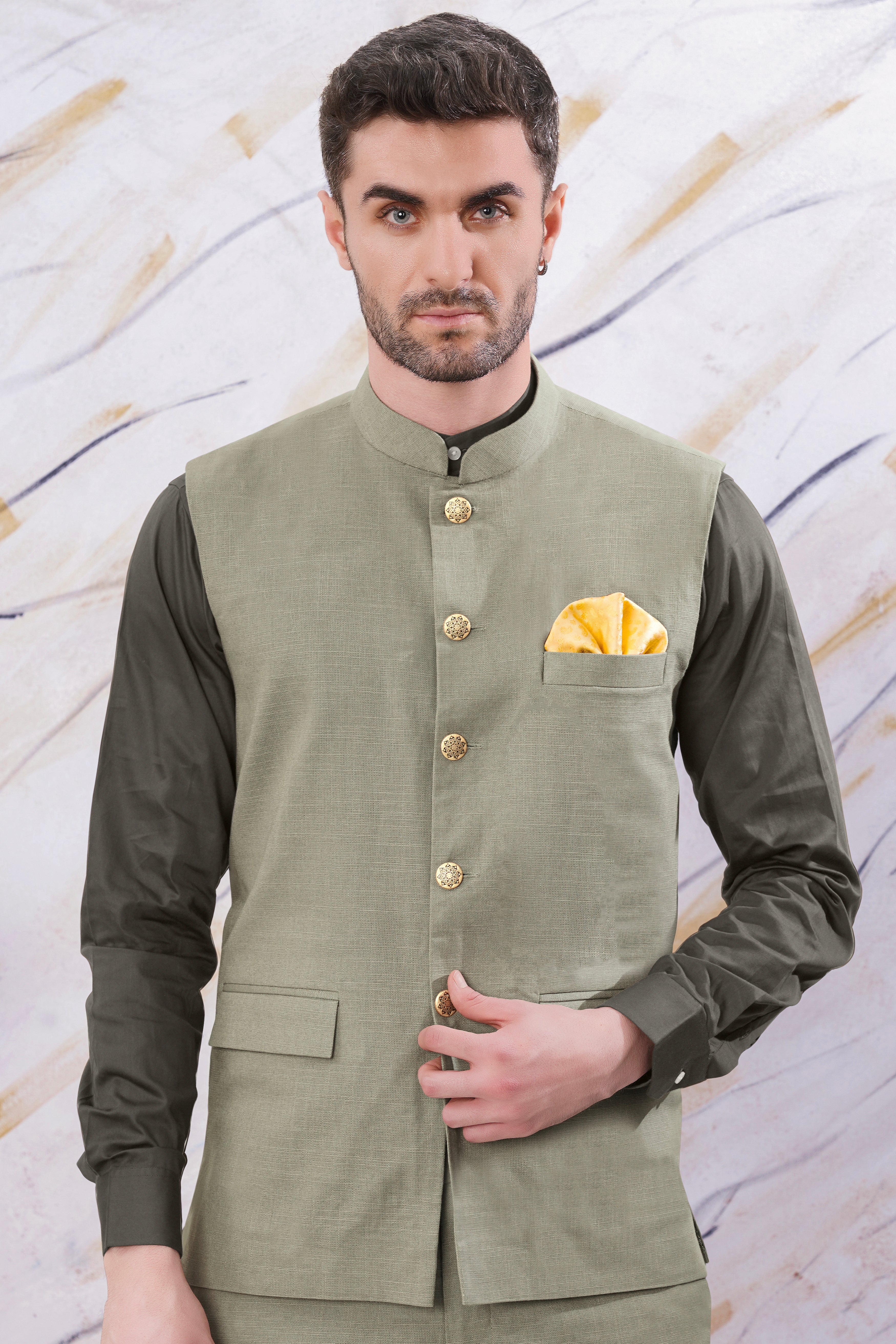 Lemon Grass Green Premium Cotton Nehru Jacket