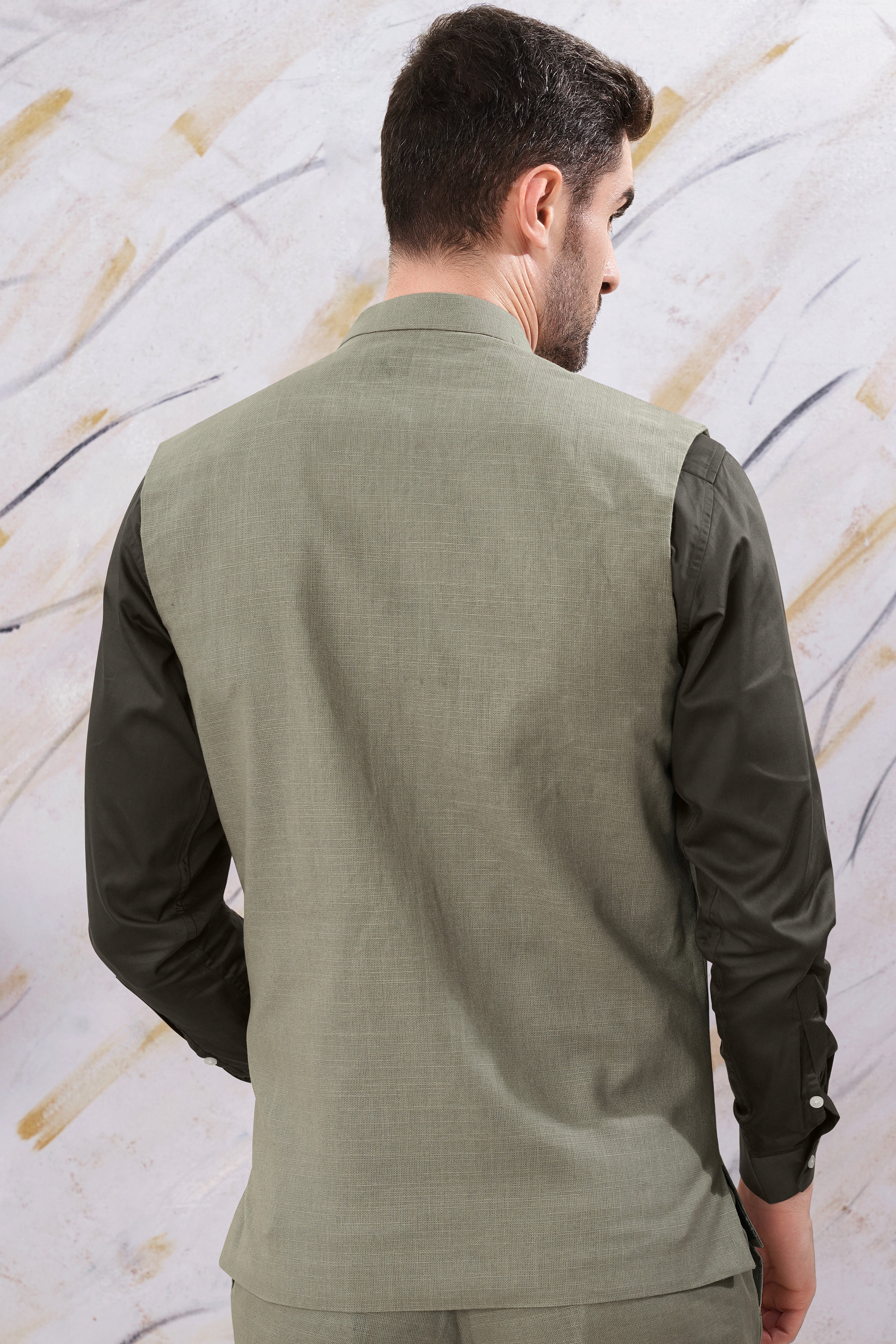 Lemon Grass Green Premium Cotton Nehru Jacket