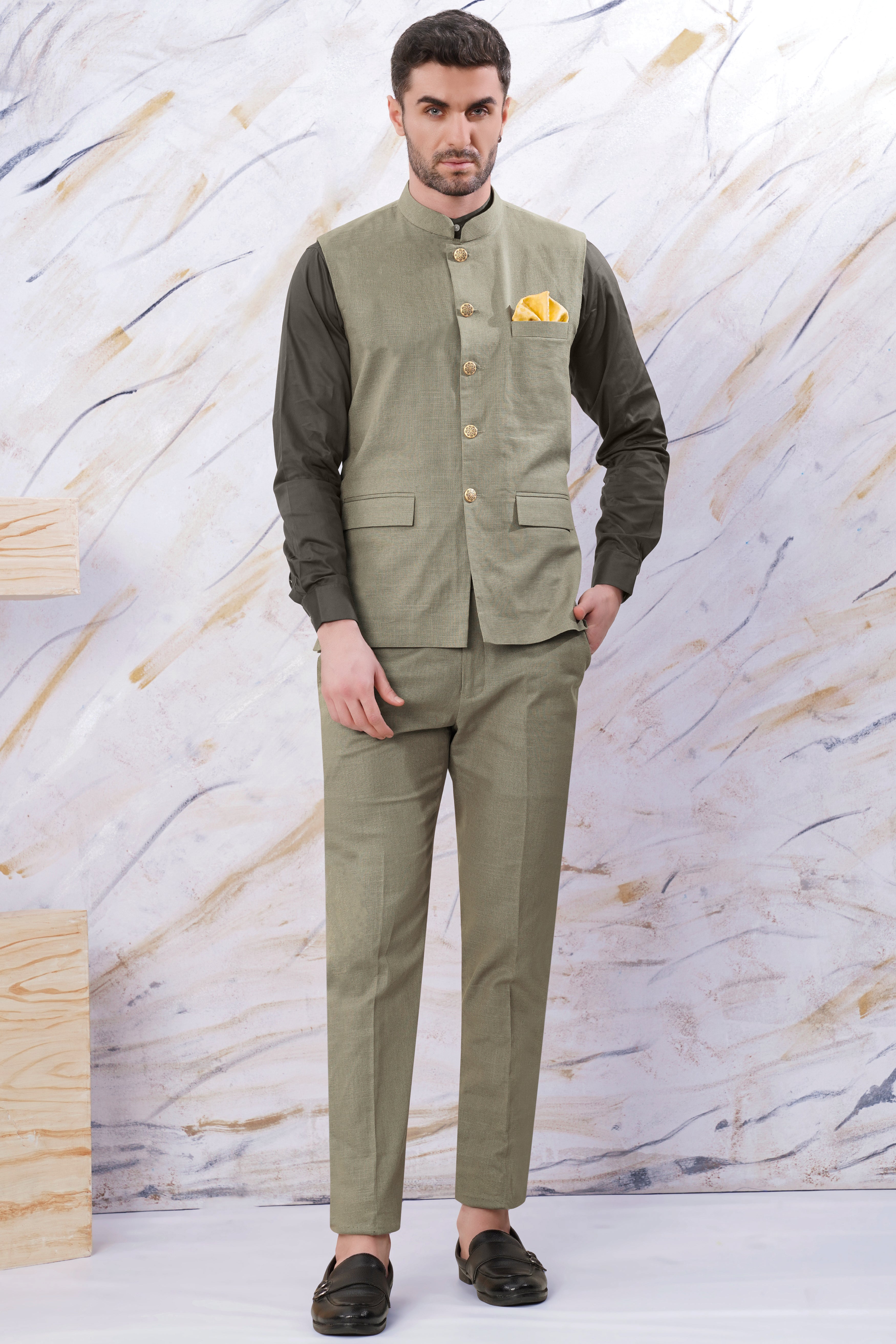 Lemon Grass Green Premium Cotton Nehru Jacket