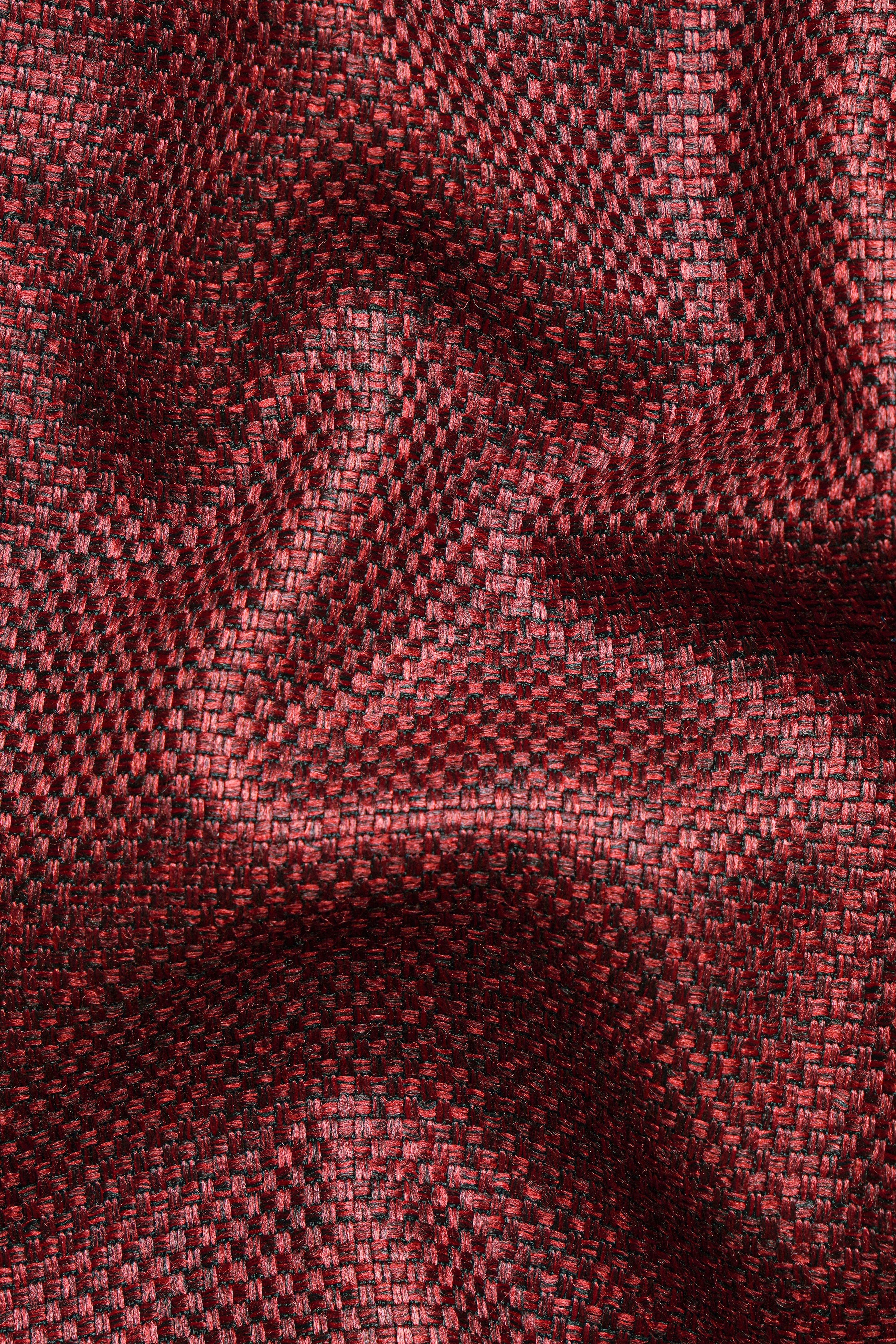 Merlot Red Textured Nehru Jacket