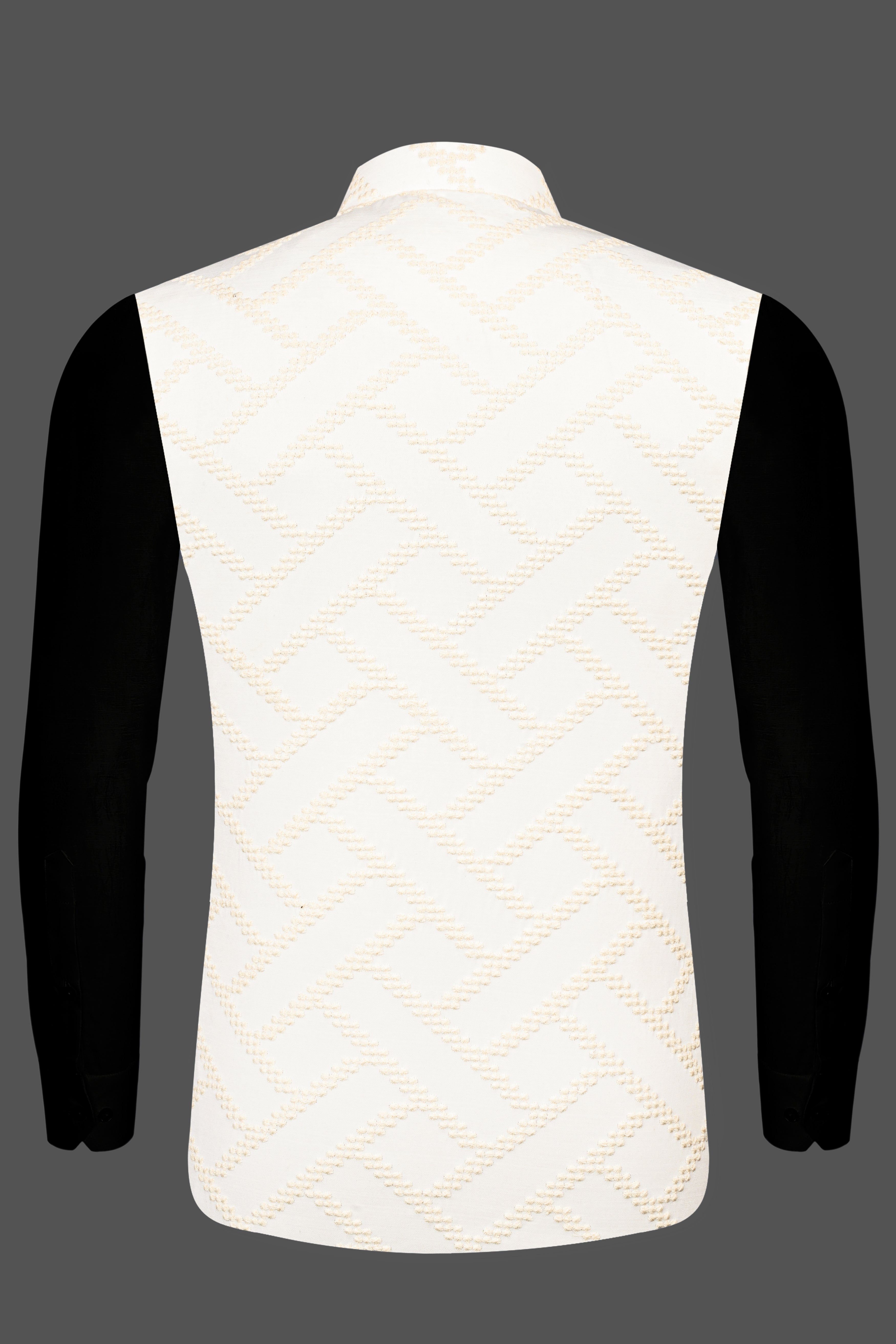 Albescent Cream Viscose Embroidered Designer Nehru Jacket