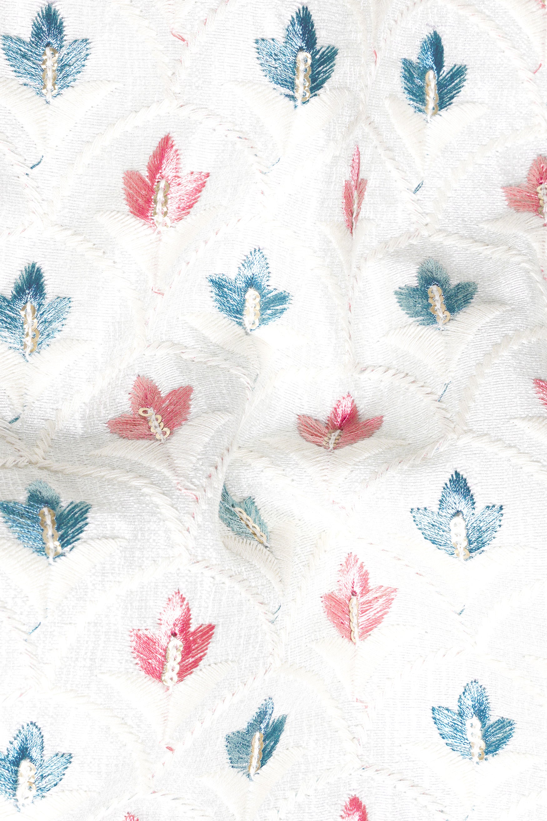 Bright White and Carnation Pink Leaves Thread Embroidered Designer Nehru Jacket WC3468-36, WC3468-38, WC3468-40, WC3468-42, WC3468-44, WC3468-46, WC3468-48, WC3468-50, WC3468-52, WC3468-54, WC3468-56, WC3468-58, WC3468-60